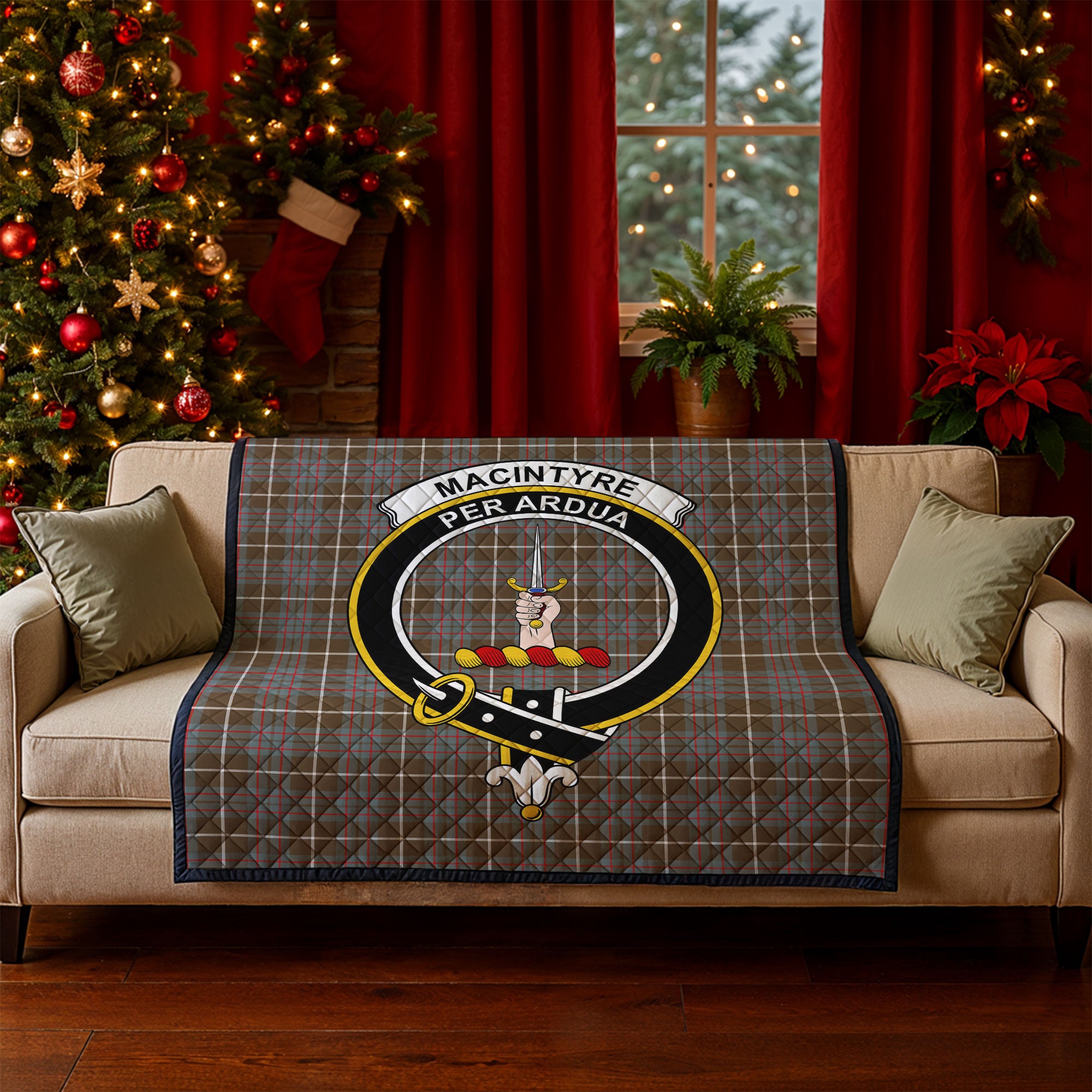 MacIntyre Hunting Weathered Tartan Crest Quilt