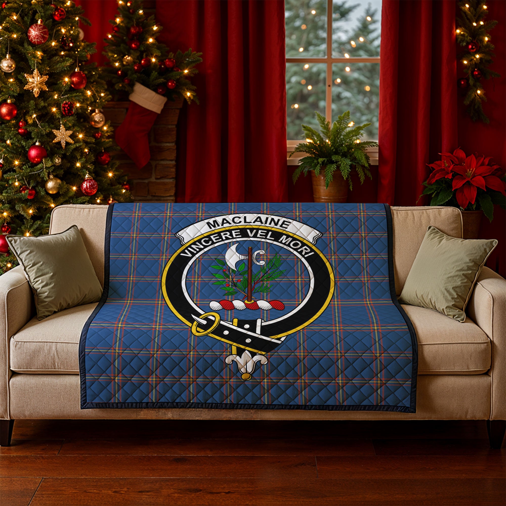 MacLaine of Loch Buie Hunting Ancient Tartan Crest Quilt