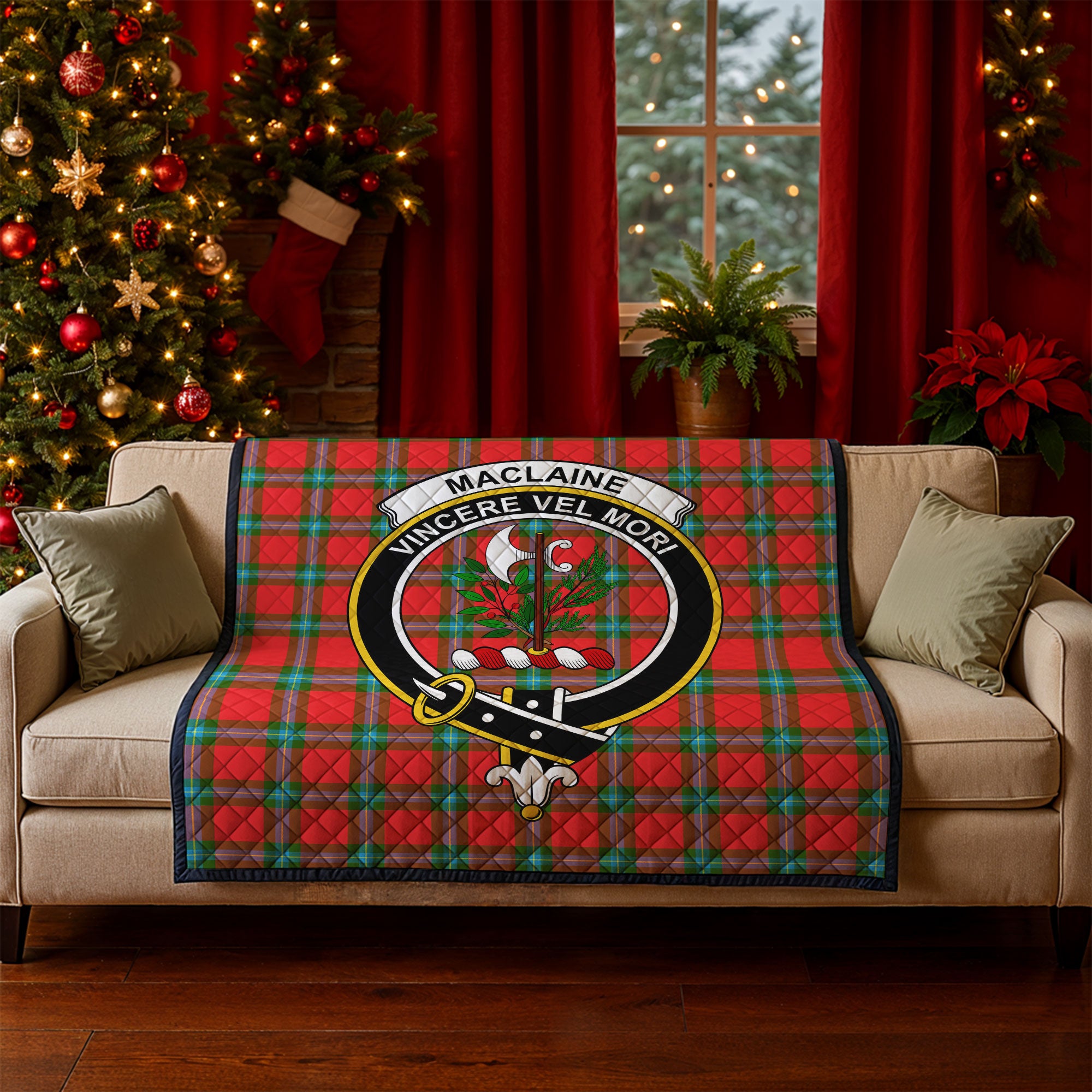 MacLaine of Loch Buie Tartan Crest Quilt