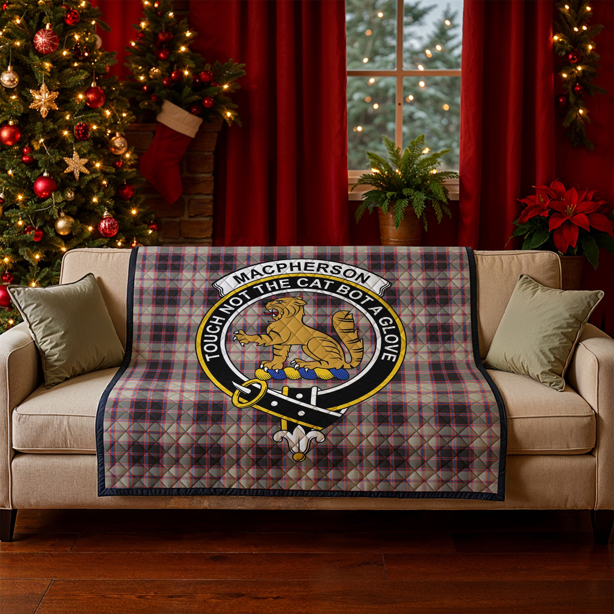 MacPherson Hunting Ancient Tartan Crest Quilt