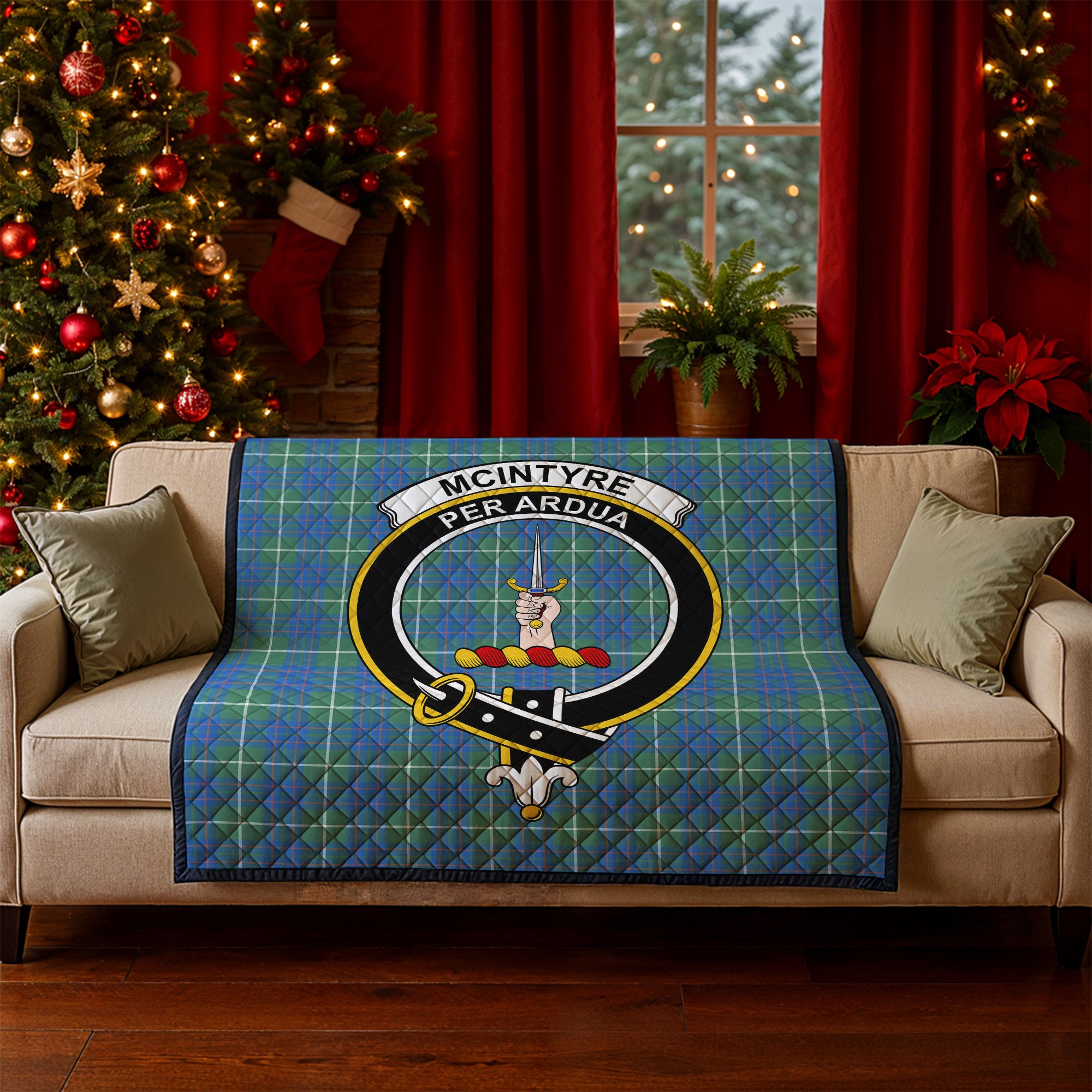 McIntyre Hunting Ancient Tartan Crest Quilt