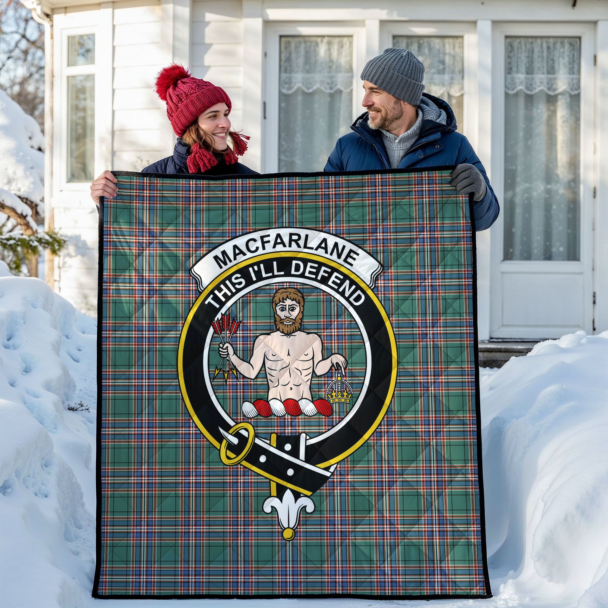 MacFarlane Hunting Ancient Tartan Crest Quilt