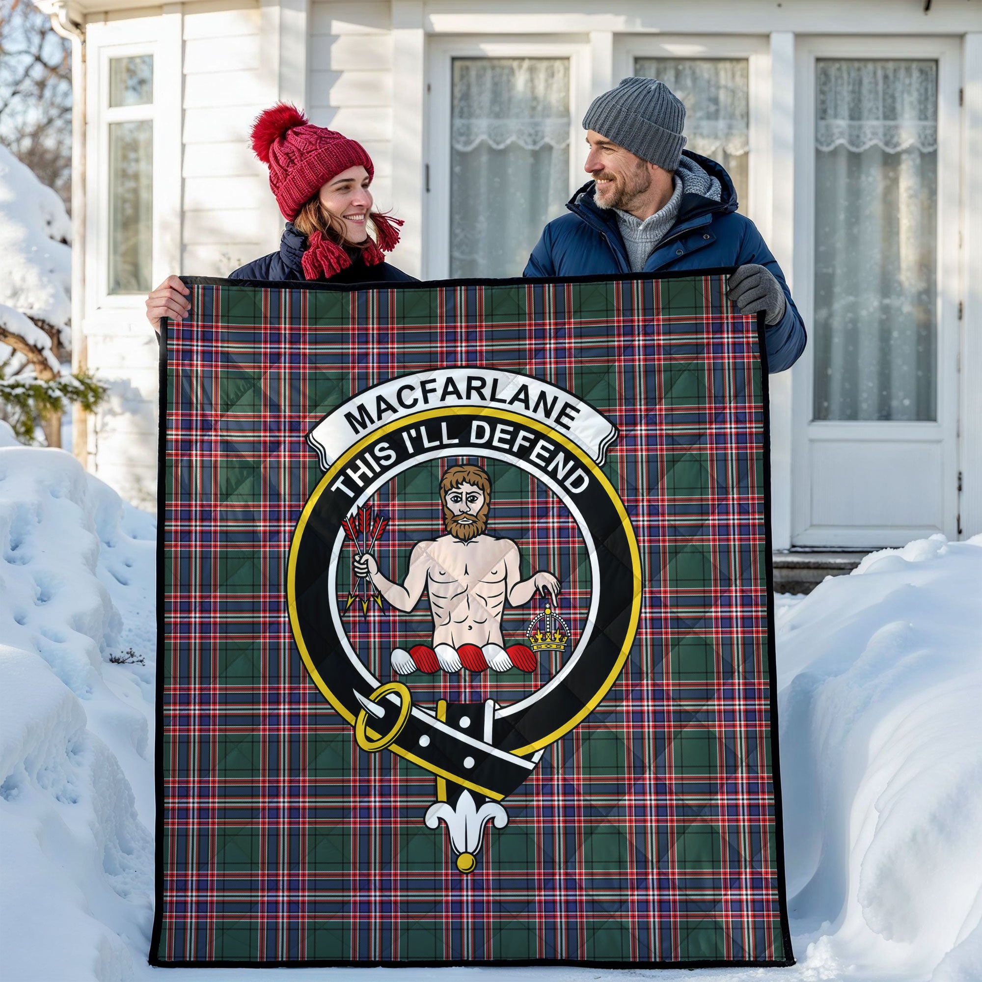 MacFarlane Hunting Modern Tartan Crest Quilt