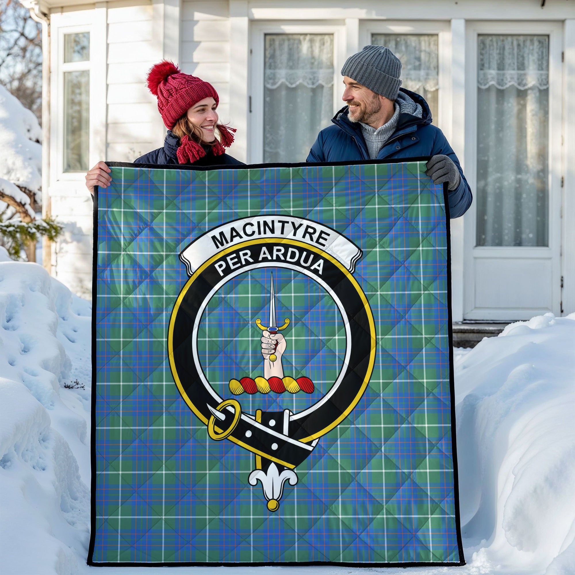 MacIntyre Hunting Ancient Tartan Crest Quilt