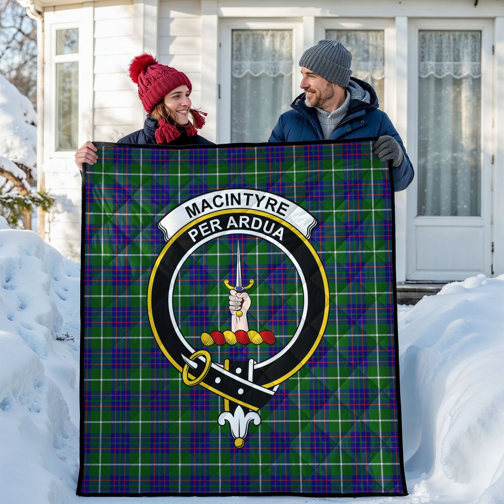 MacIntyre Hunting Modern Tartan Crest Quilt