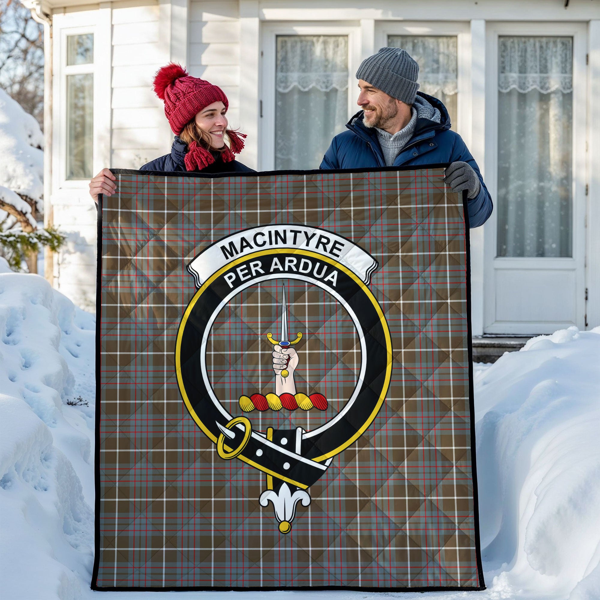 MacIntyre Hunting Weathered Tartan Crest Quilt