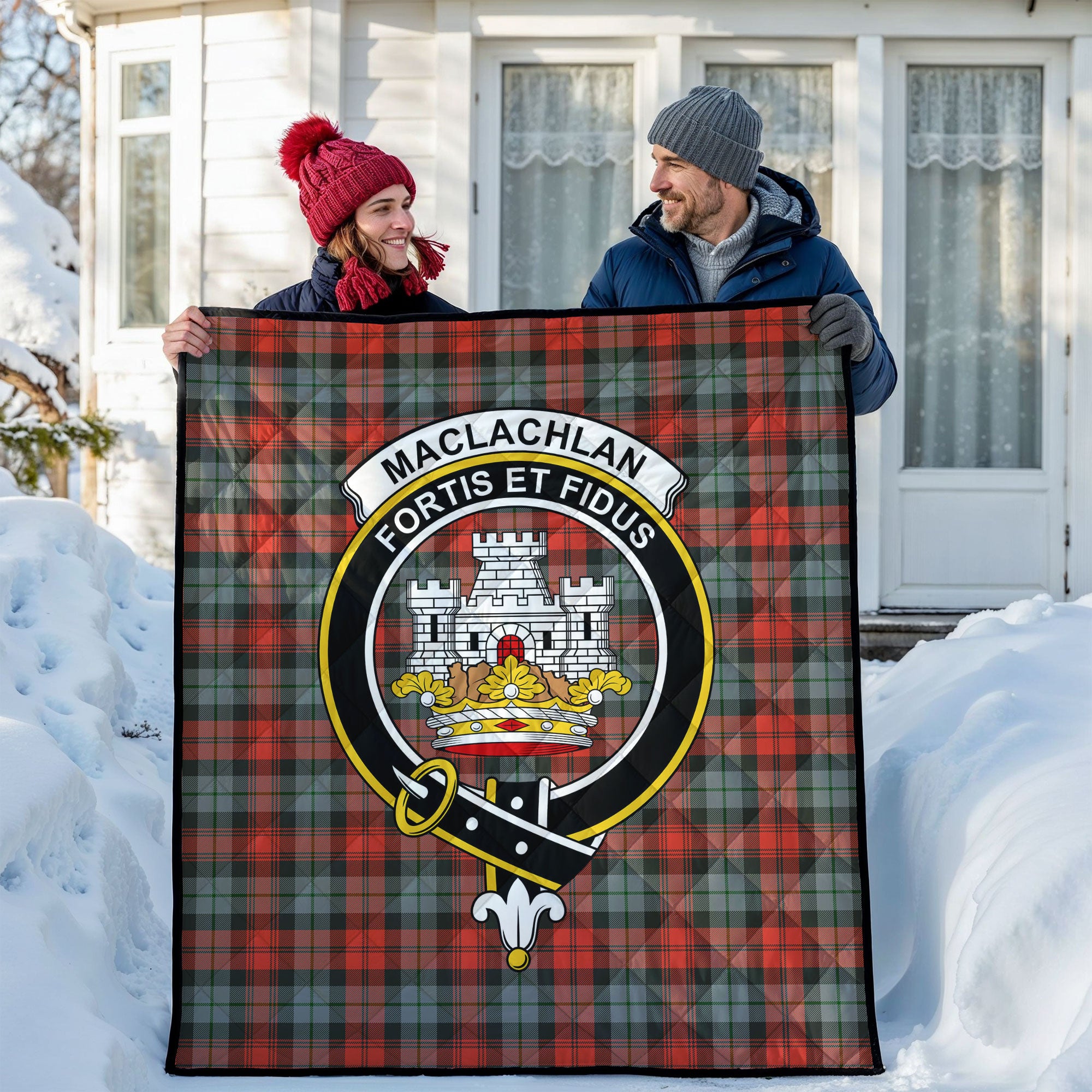 MacLachlan Weathered Tartan Crest Quilt