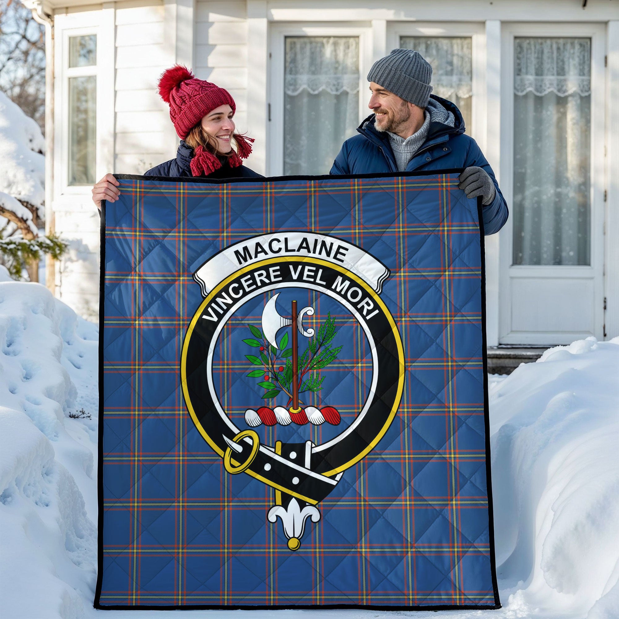 MacLaine of Loch Buie Hunting Ancient Tartan Crest Quilt