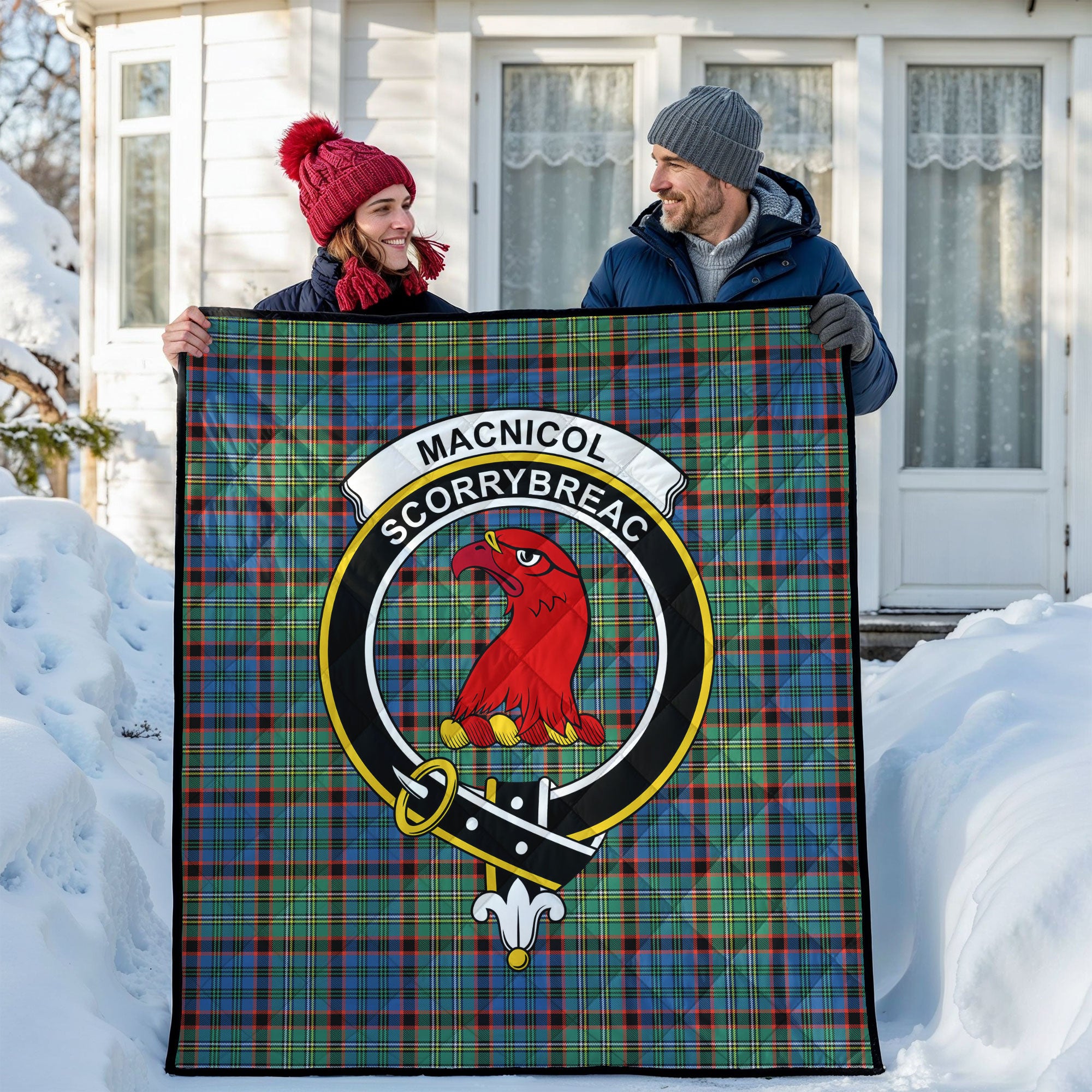 MacNicol Hunting Ancient Tartan Crest Quilt