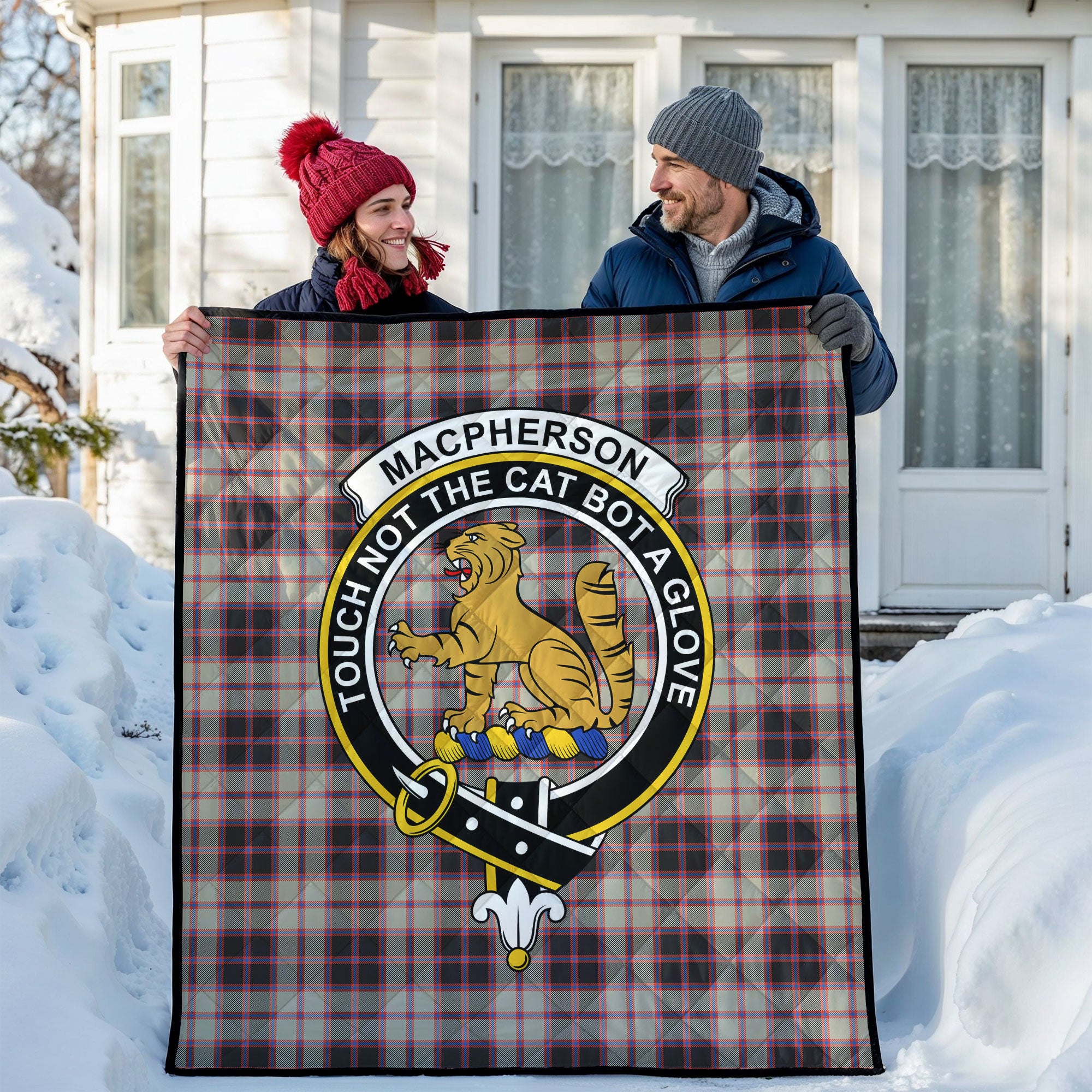 MacPherson Hunting Ancient Tartan Crest Quilt