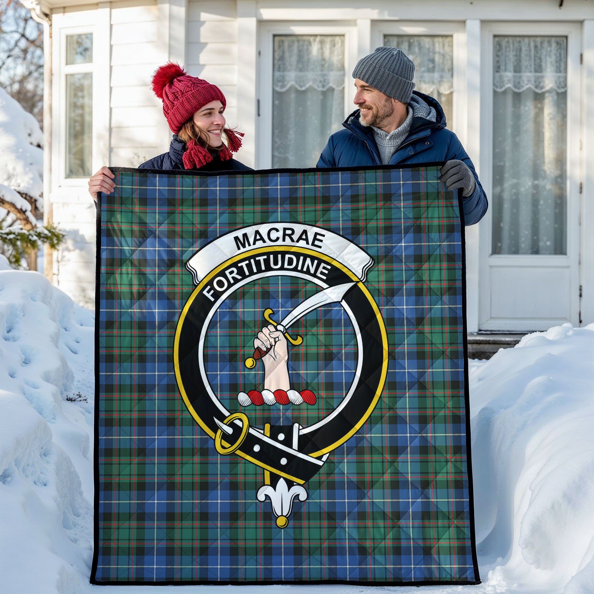 MacRae Hunting Ancient Tartan Crest Quilt