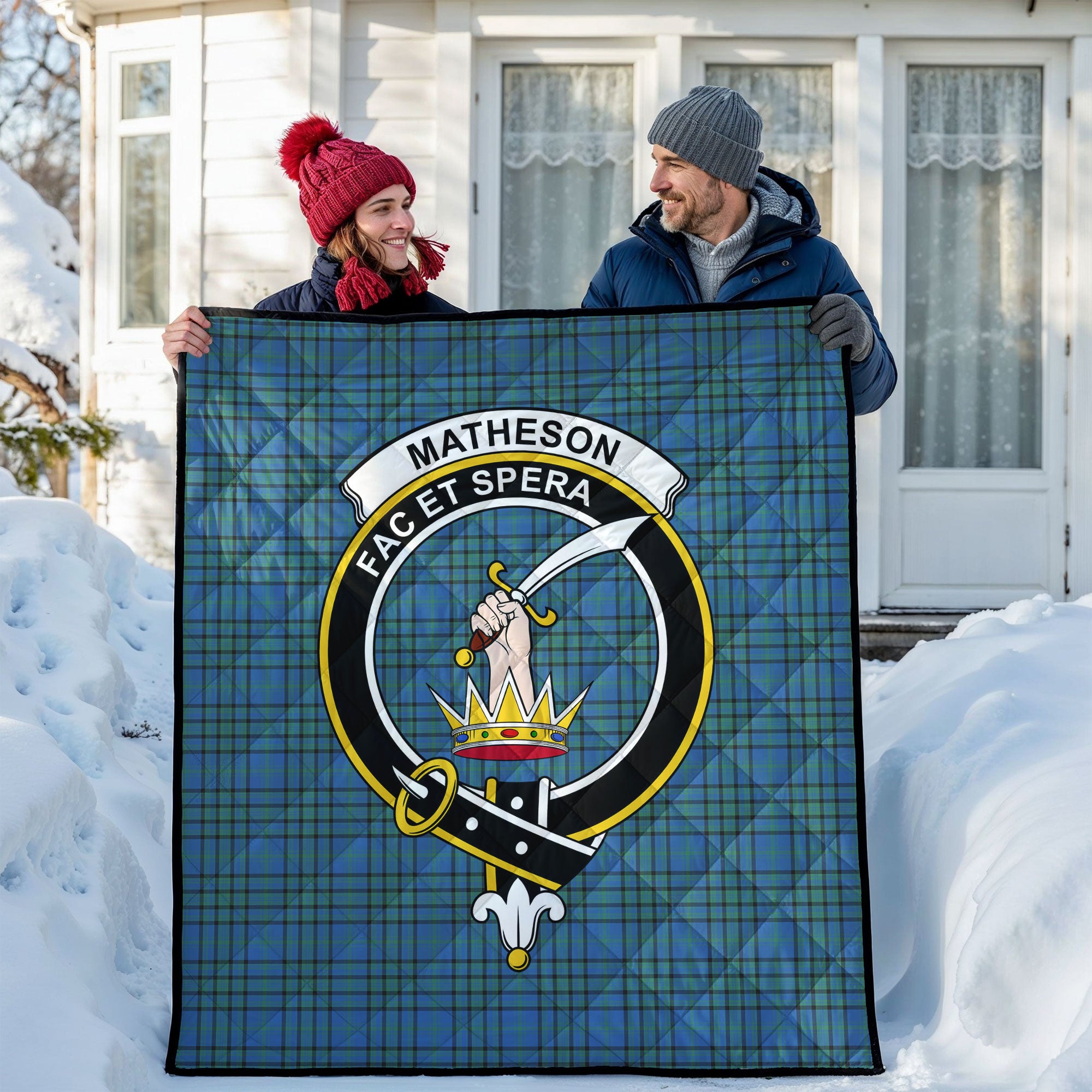 Matheson Hunting Ancient Tartan Crest Quilt