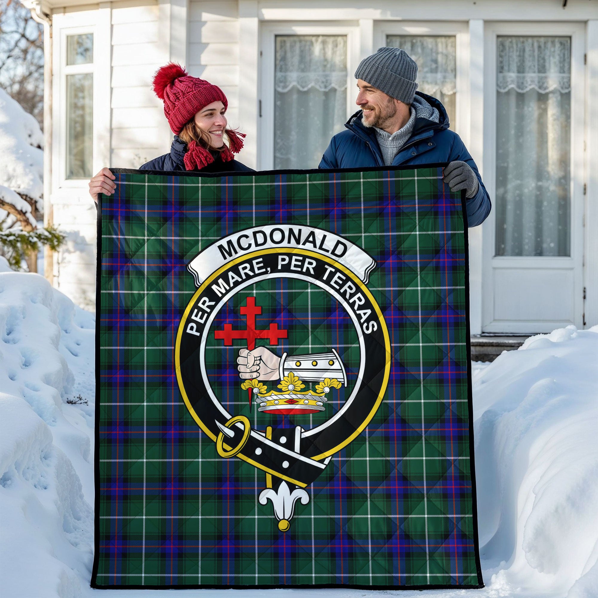 McDonald of the Isles Hunting Modern Tartan Crest Quilt