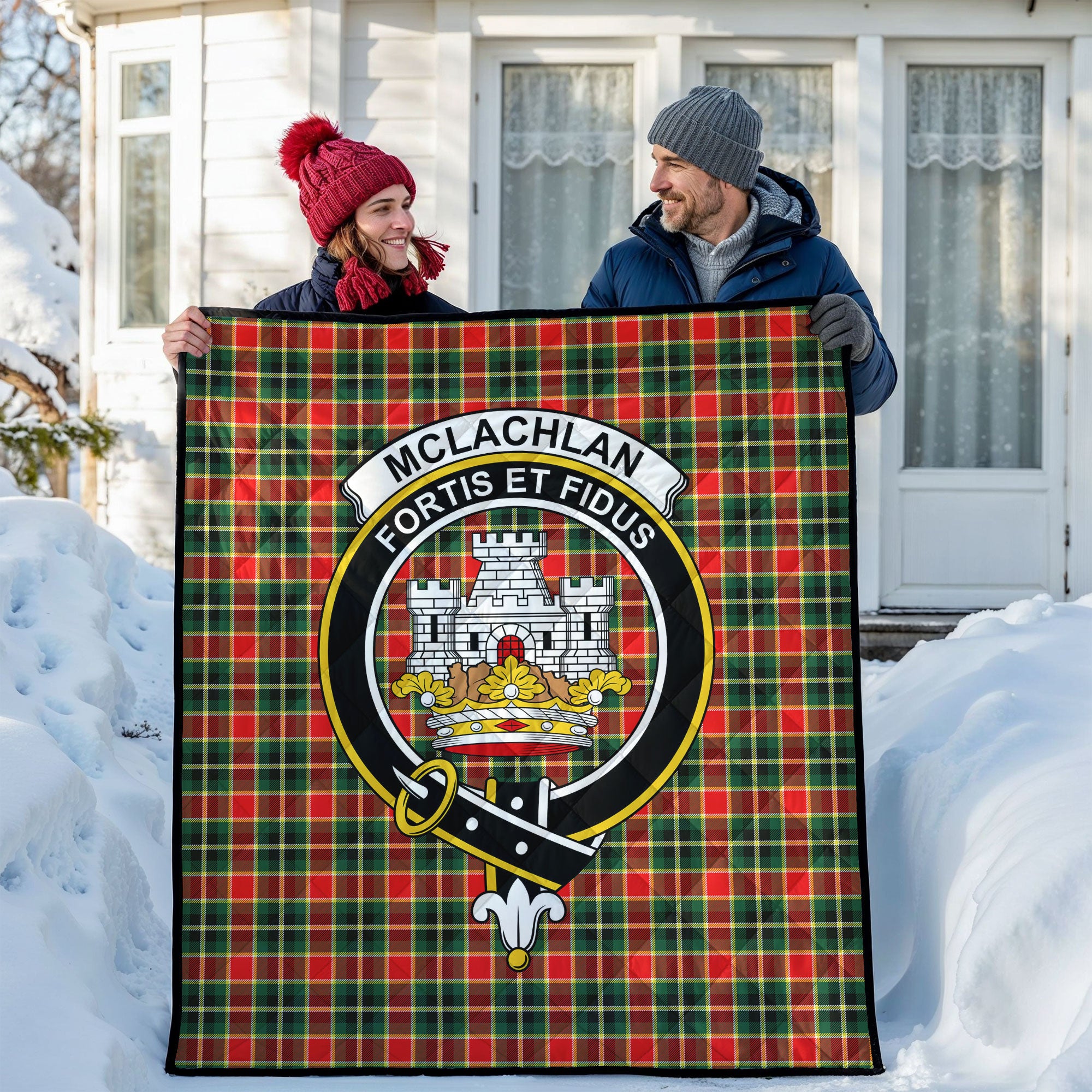 McLachlan Hunting Modern Tartan Crest Quilt
