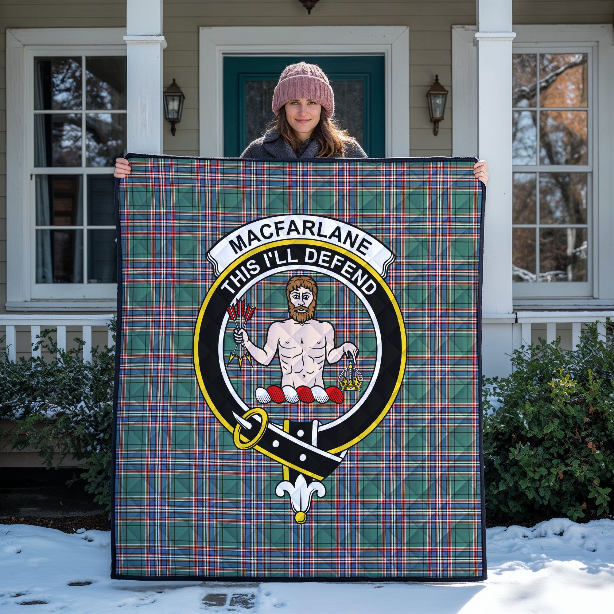 MacFarlane Hunting Ancient Tartan Crest Quilt