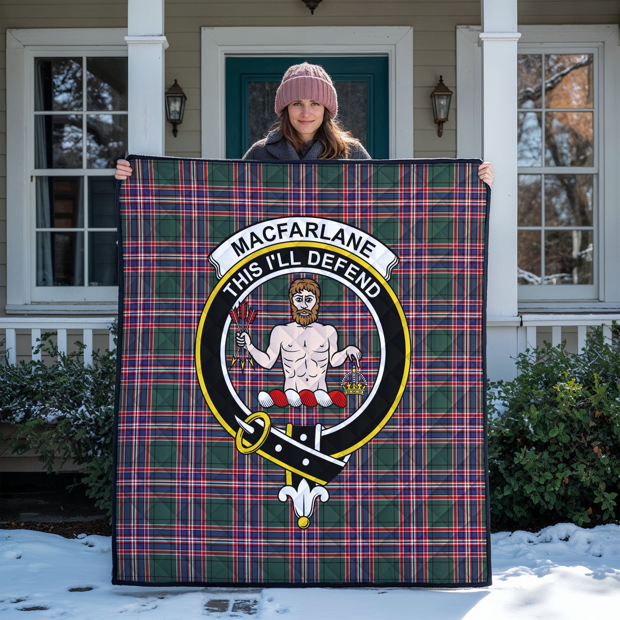 MacFarlane Hunting Modern Tartan Crest Quilt