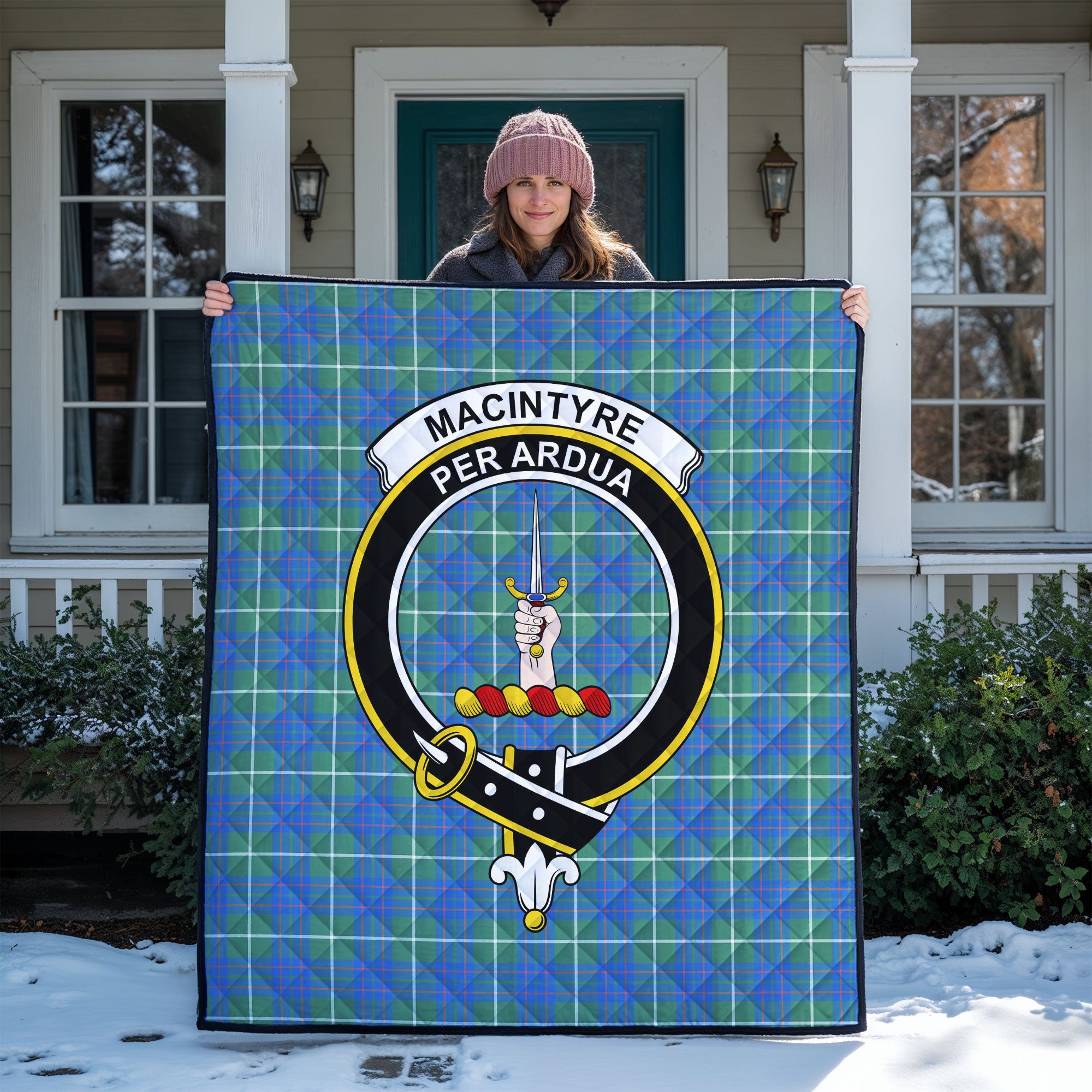 MacIntyre Hunting Ancient Tartan Crest Quilt