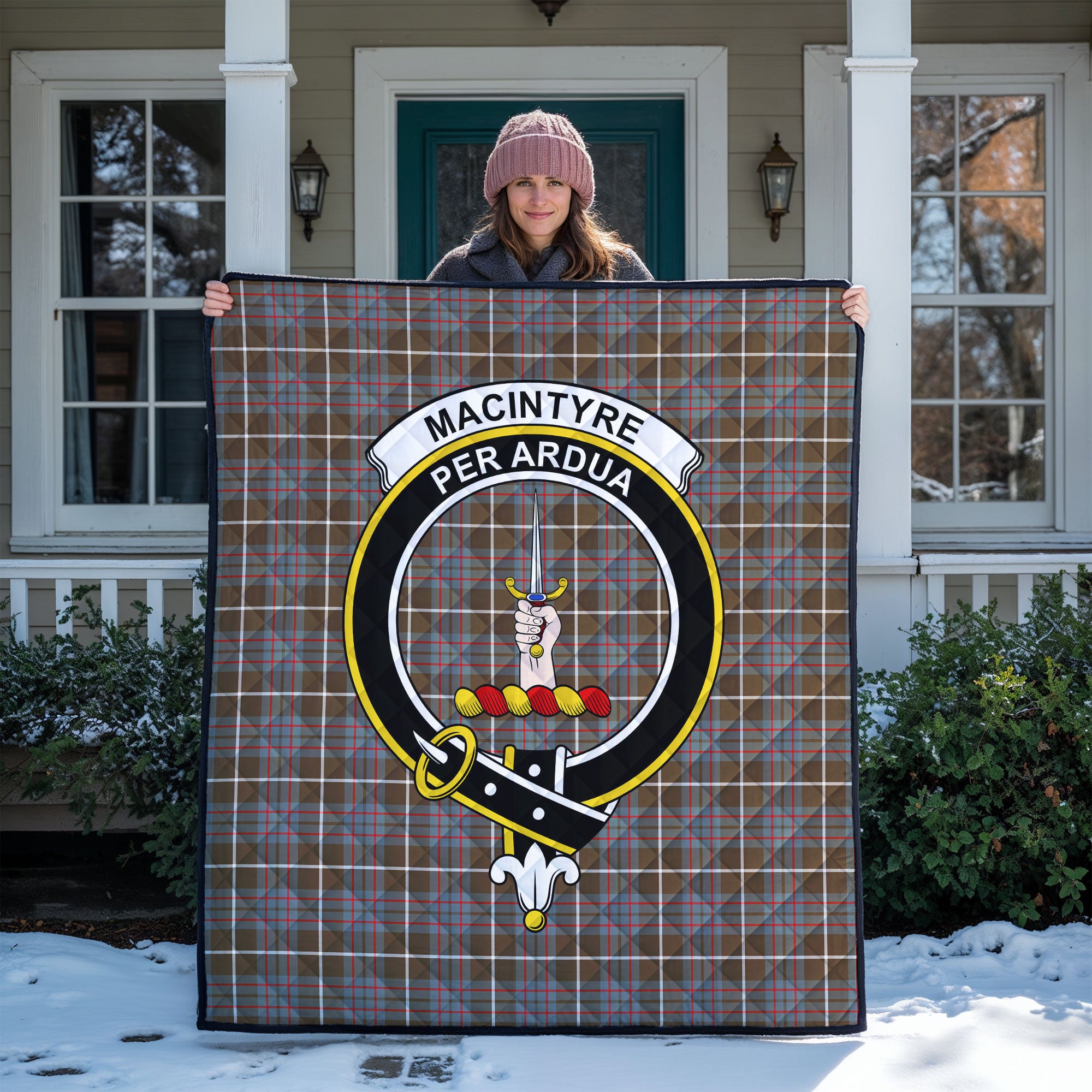 MacIntyre Hunting Weathered Tartan Crest Quilt