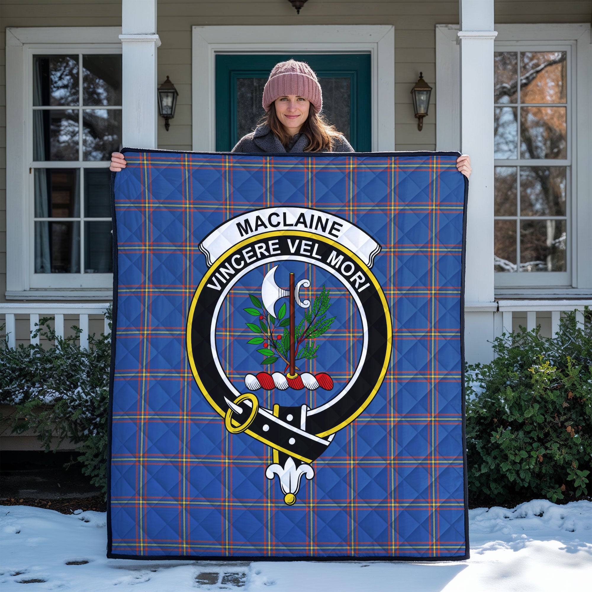 MacLaine of Loch Buie Hunting Ancient Tartan Crest Quilt