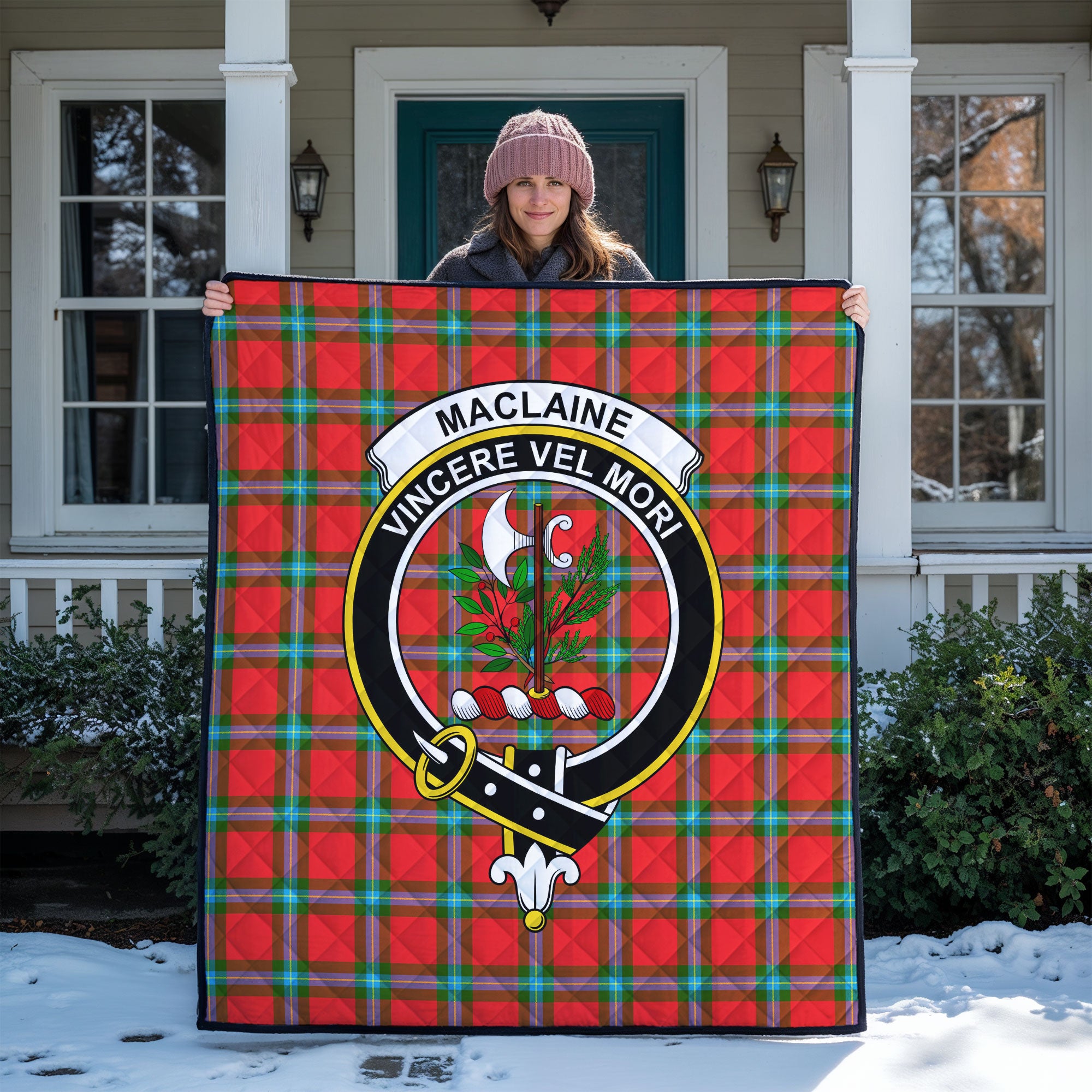 MacLaine of Loch Buie Tartan Crest Quilt