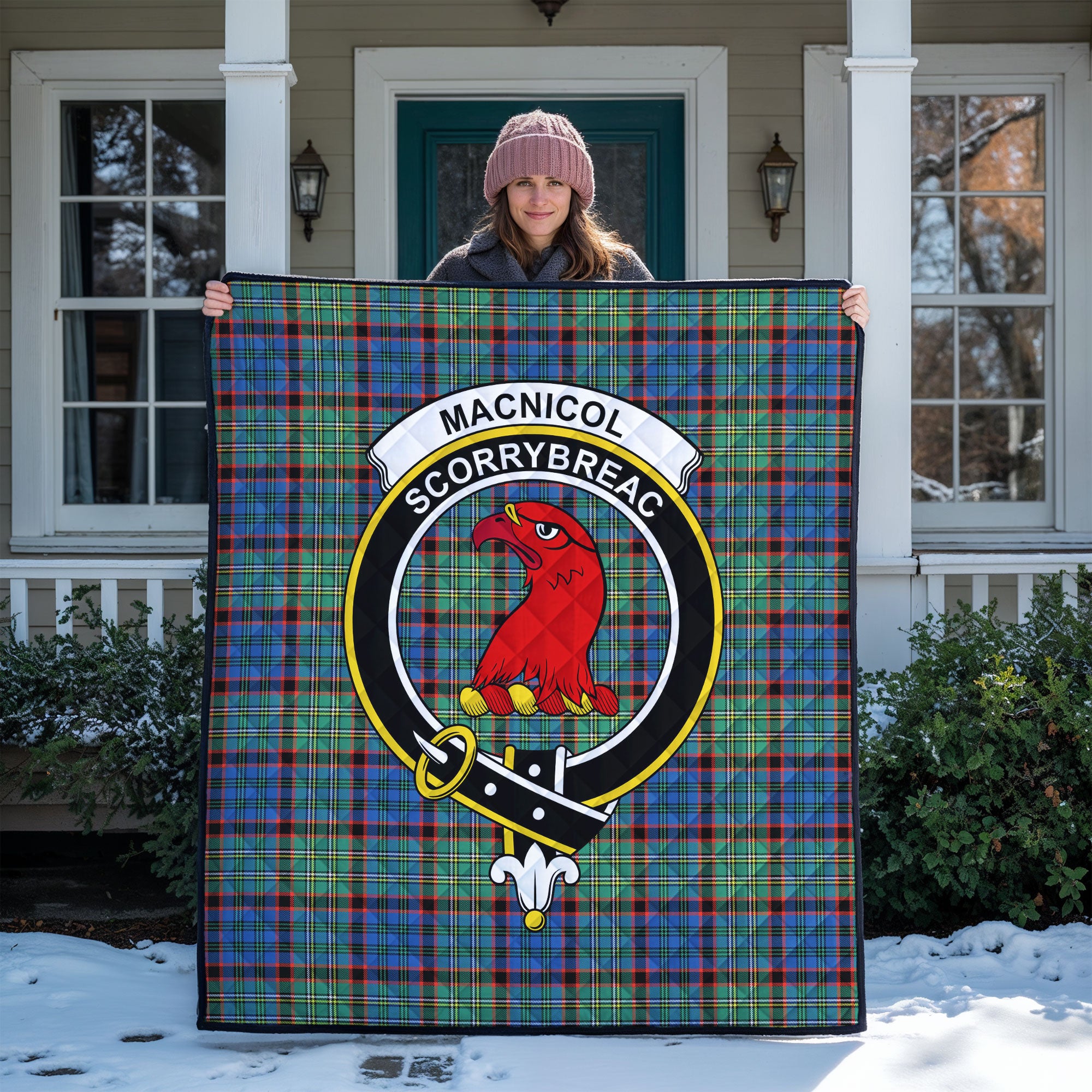 MacNicol Hunting Ancient Tartan Crest Quilt