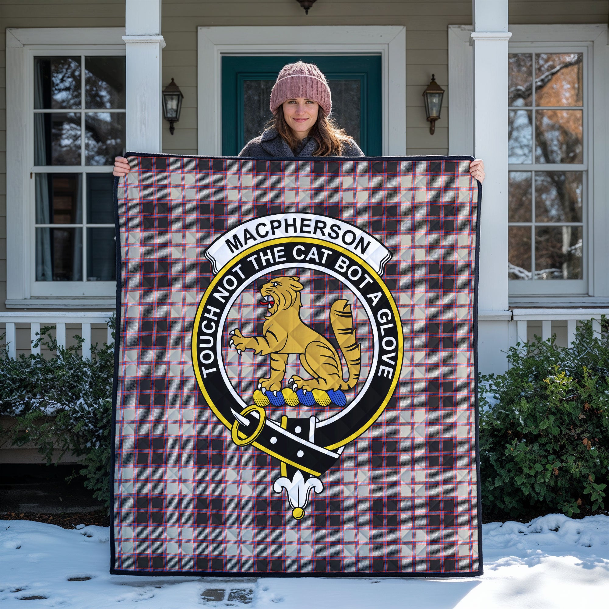 MacPherson Hunting Ancient Tartan Crest Quilt