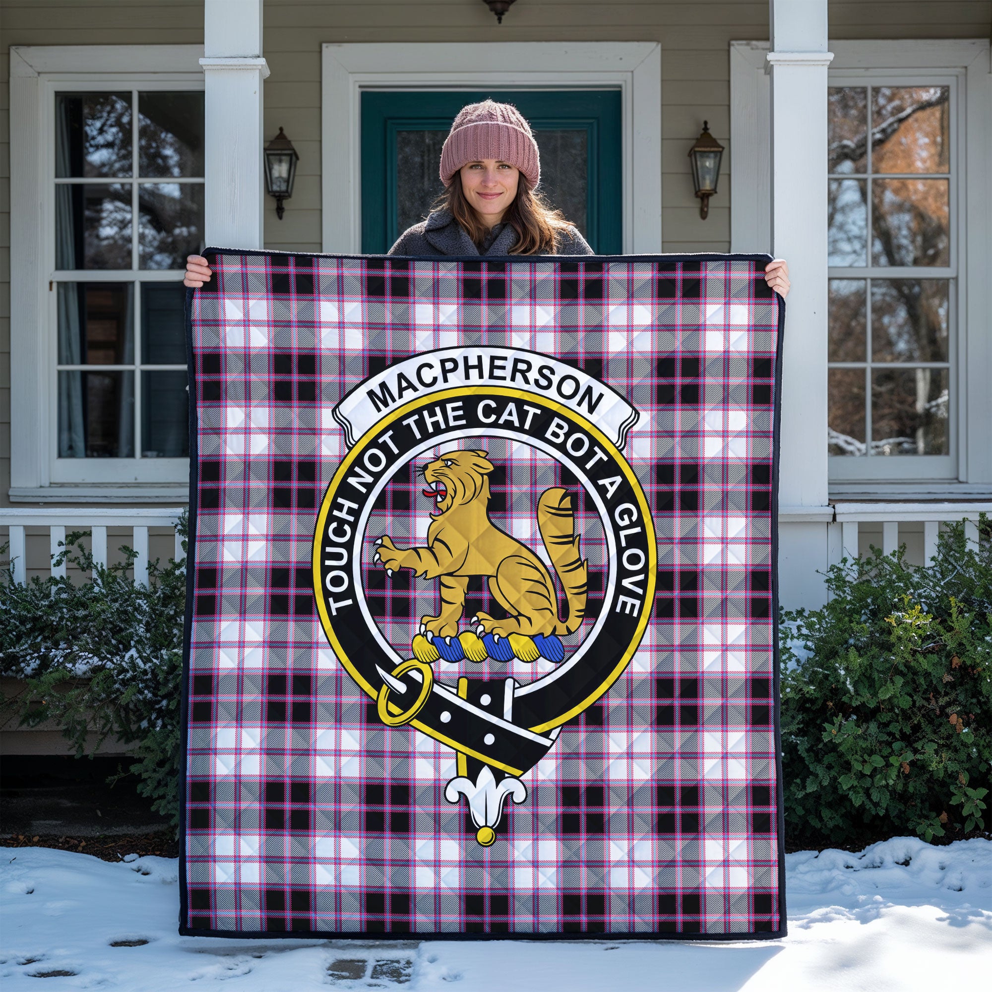 MacPherson Hunting Modern Tartan Crest Quilt