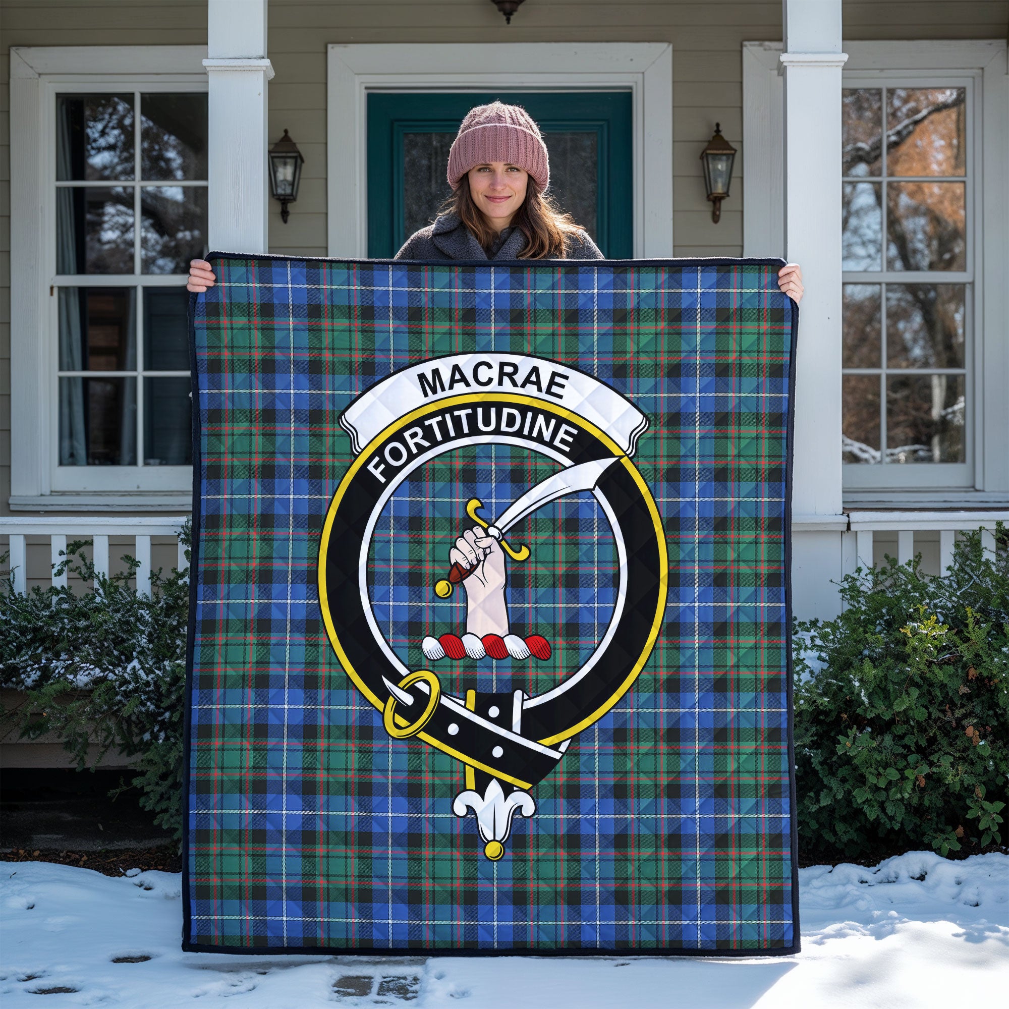 MacRae Hunting Ancient Tartan Crest Quilt
