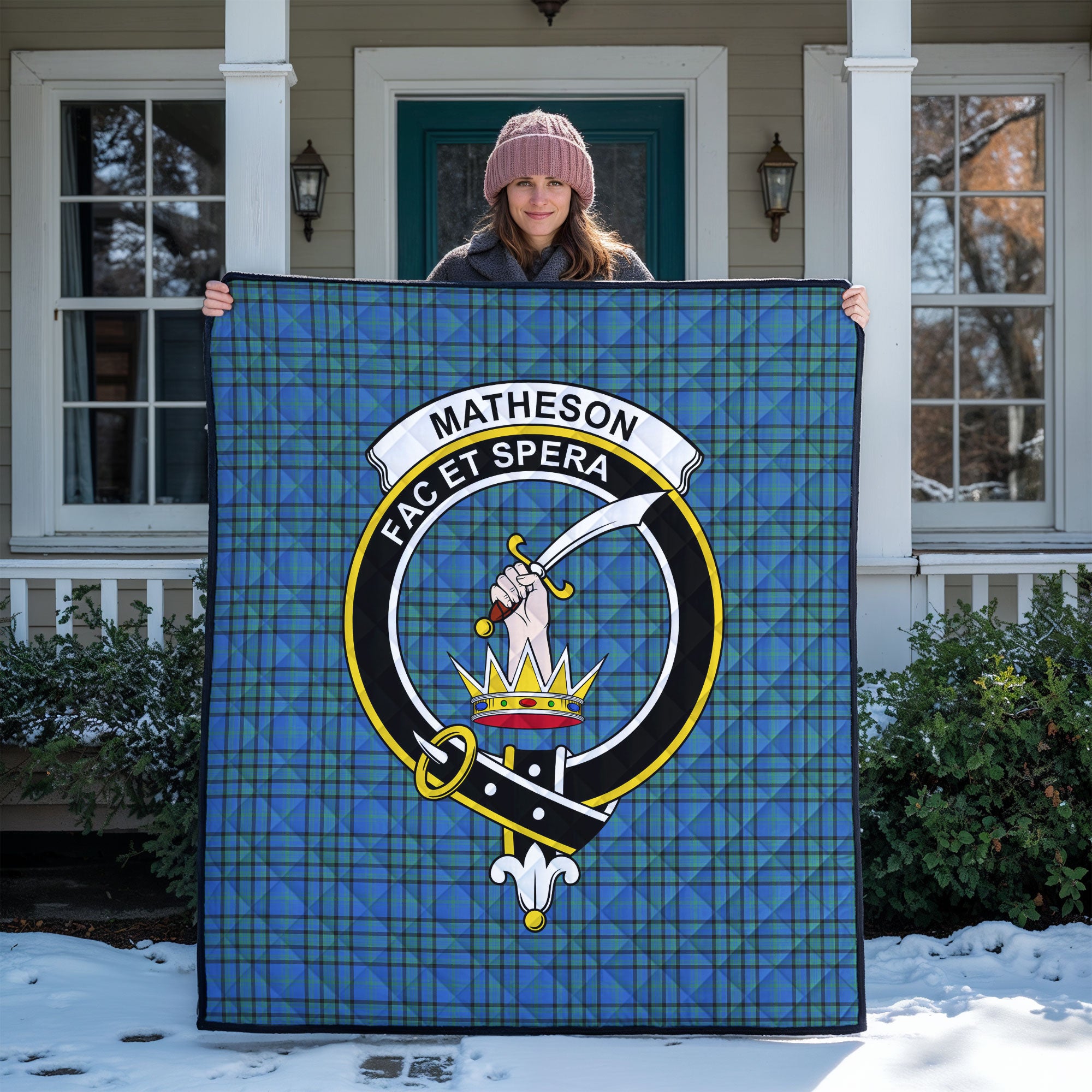 Matheson Hunting Ancient Tartan Crest Quilt