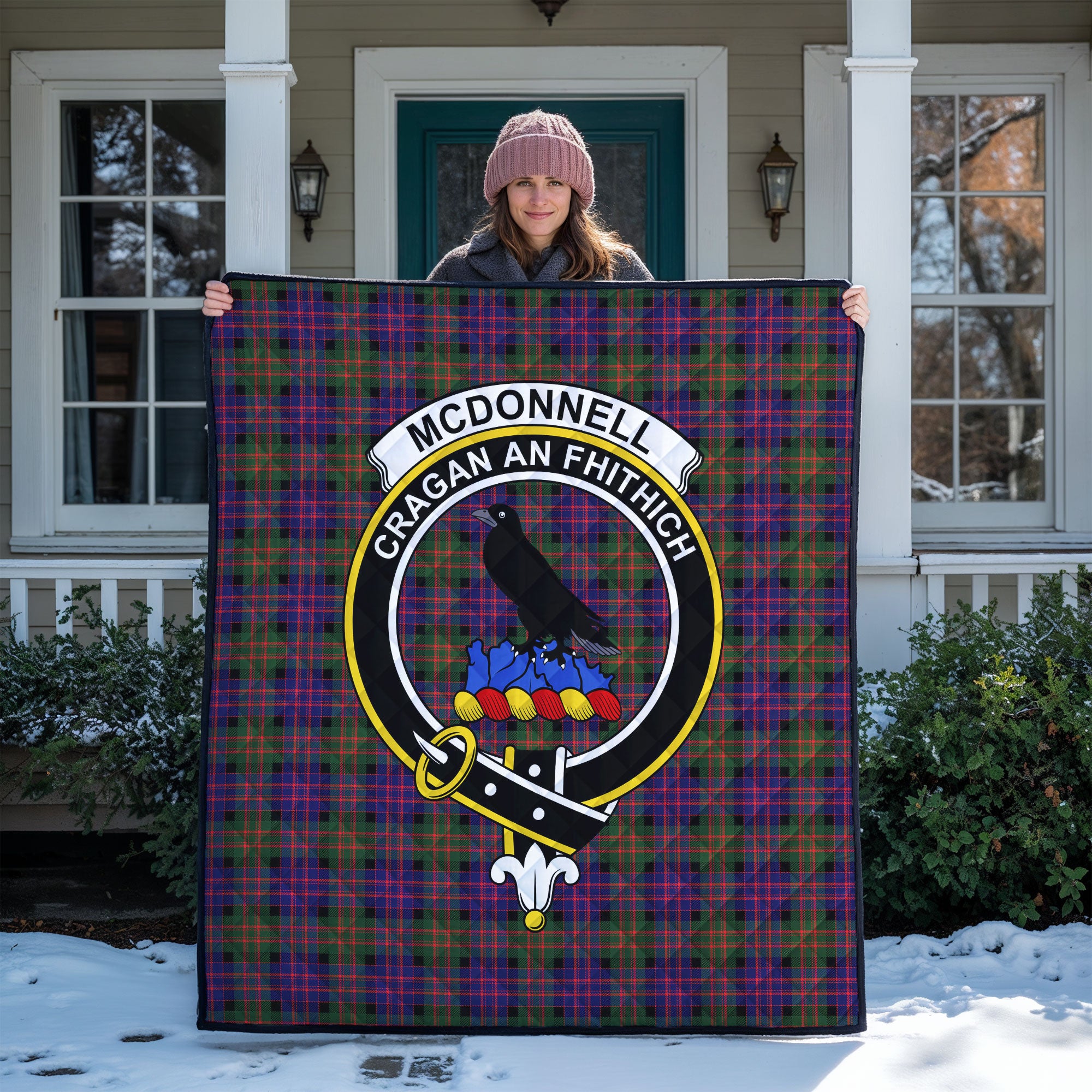 McDonnell of Glengarry Modern Tartan Crest Quilt