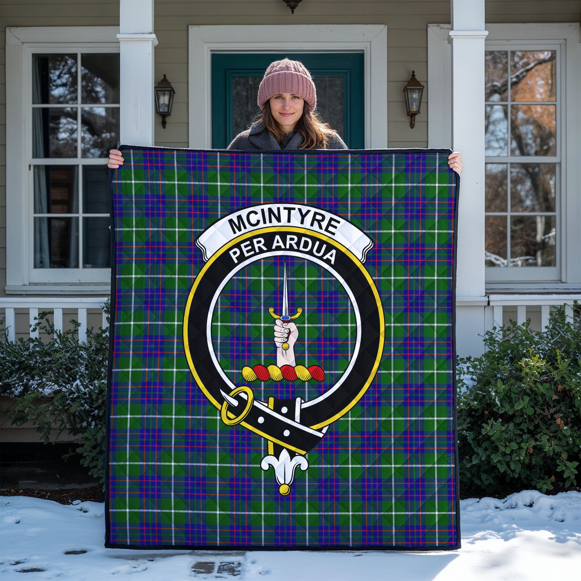 McIntyre Hunting Modern Tartan Crest Quilt