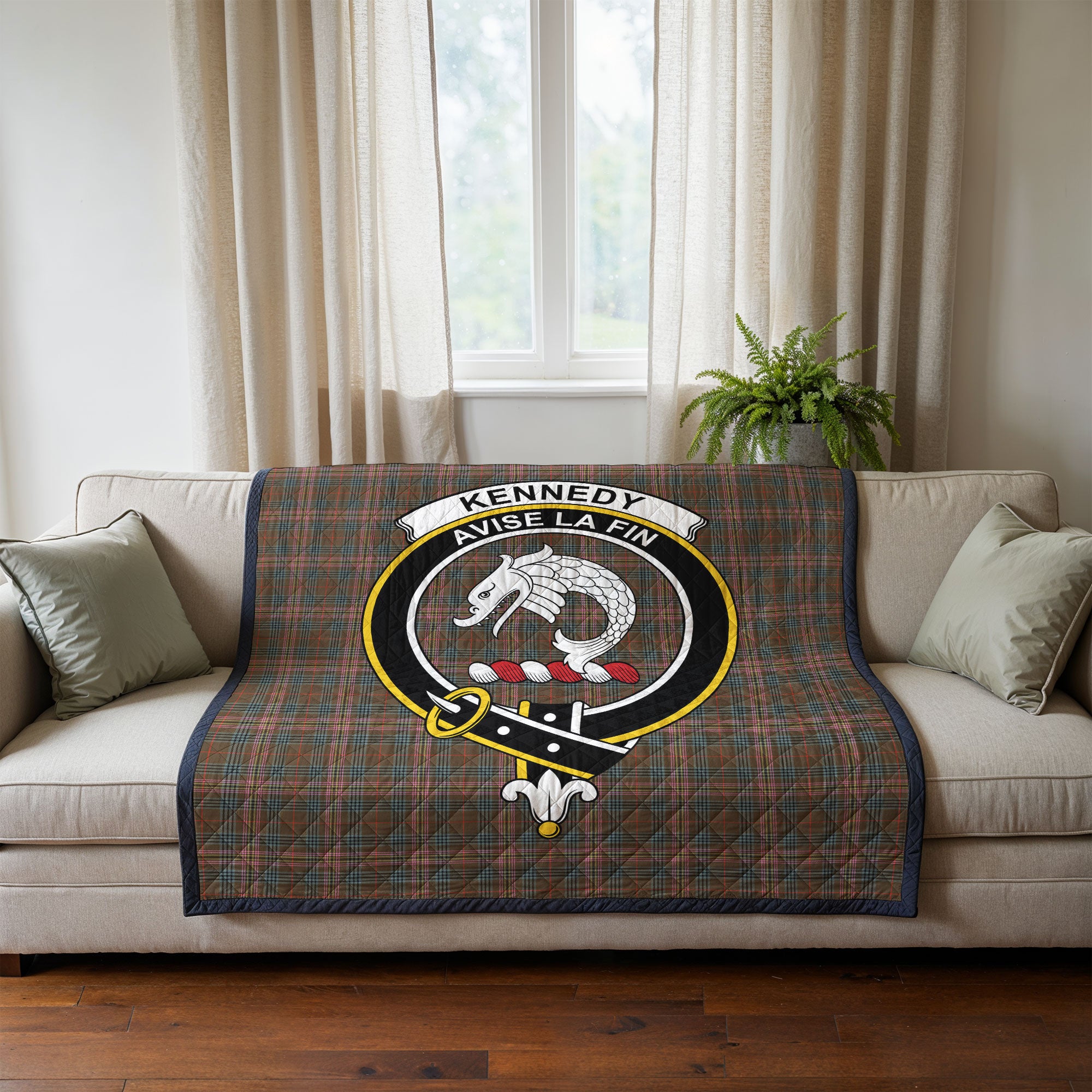 Kennedy Weathered Tartan Crest Quilt