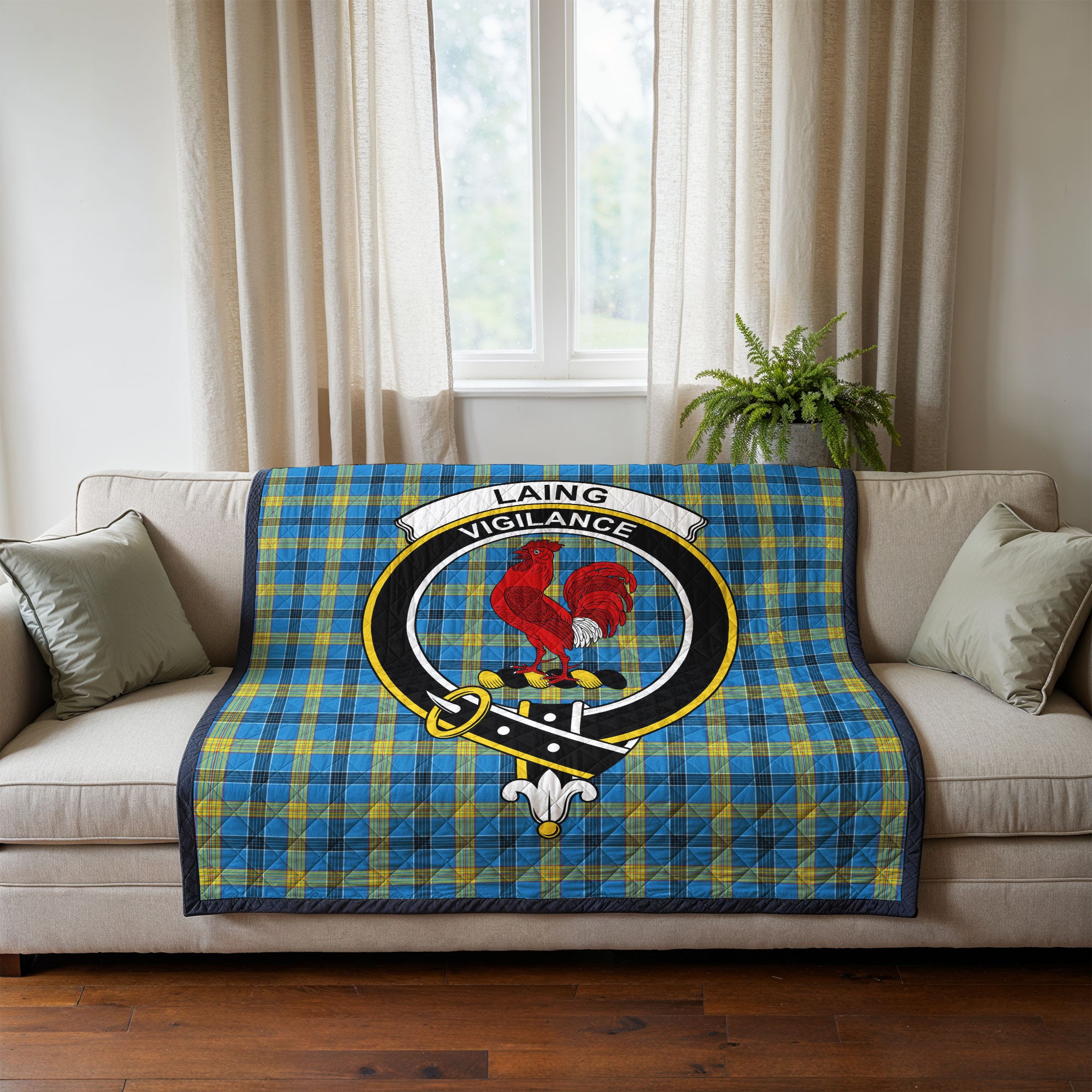 Laing Tartan Crest Quilt