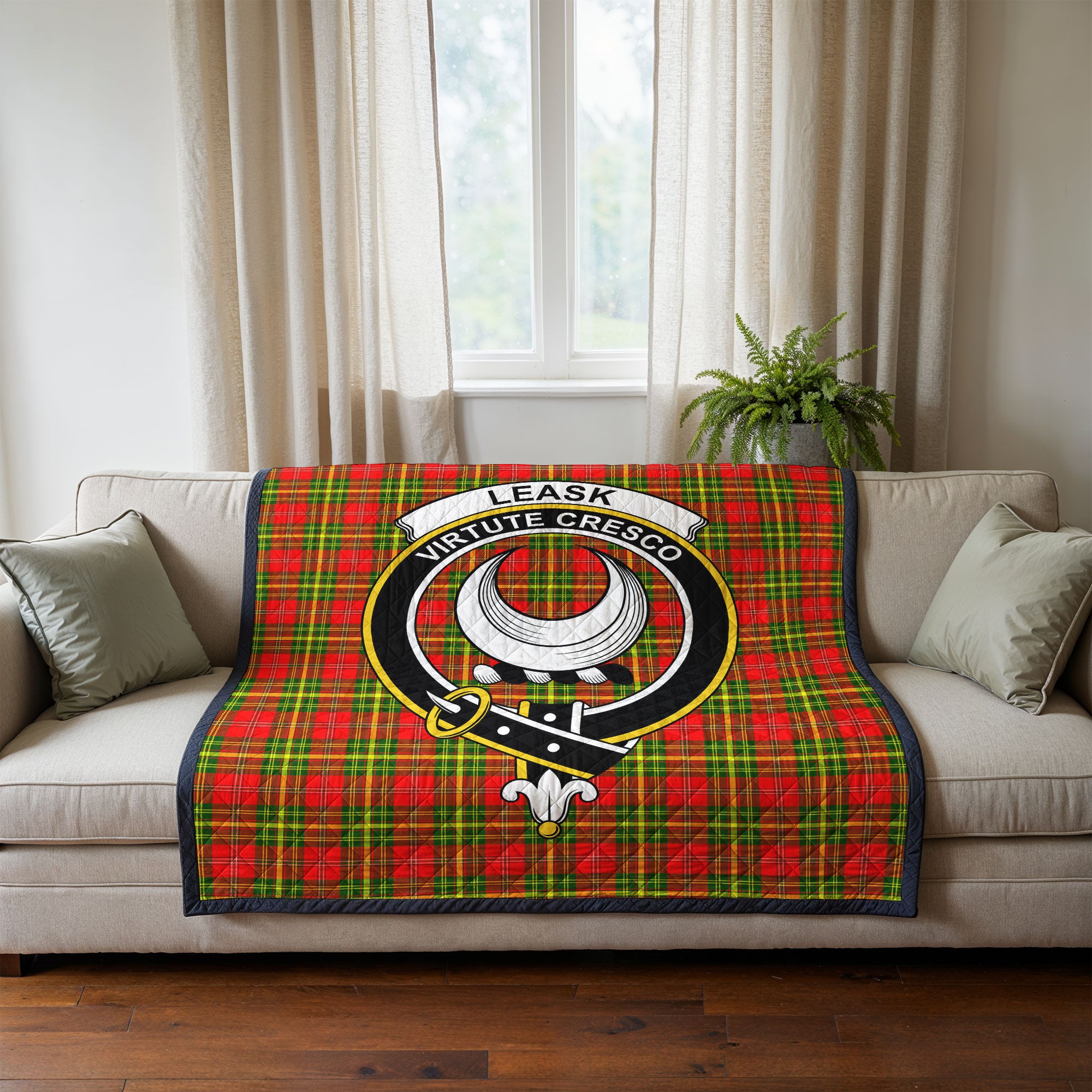 Leask Tartan Crest Quilt