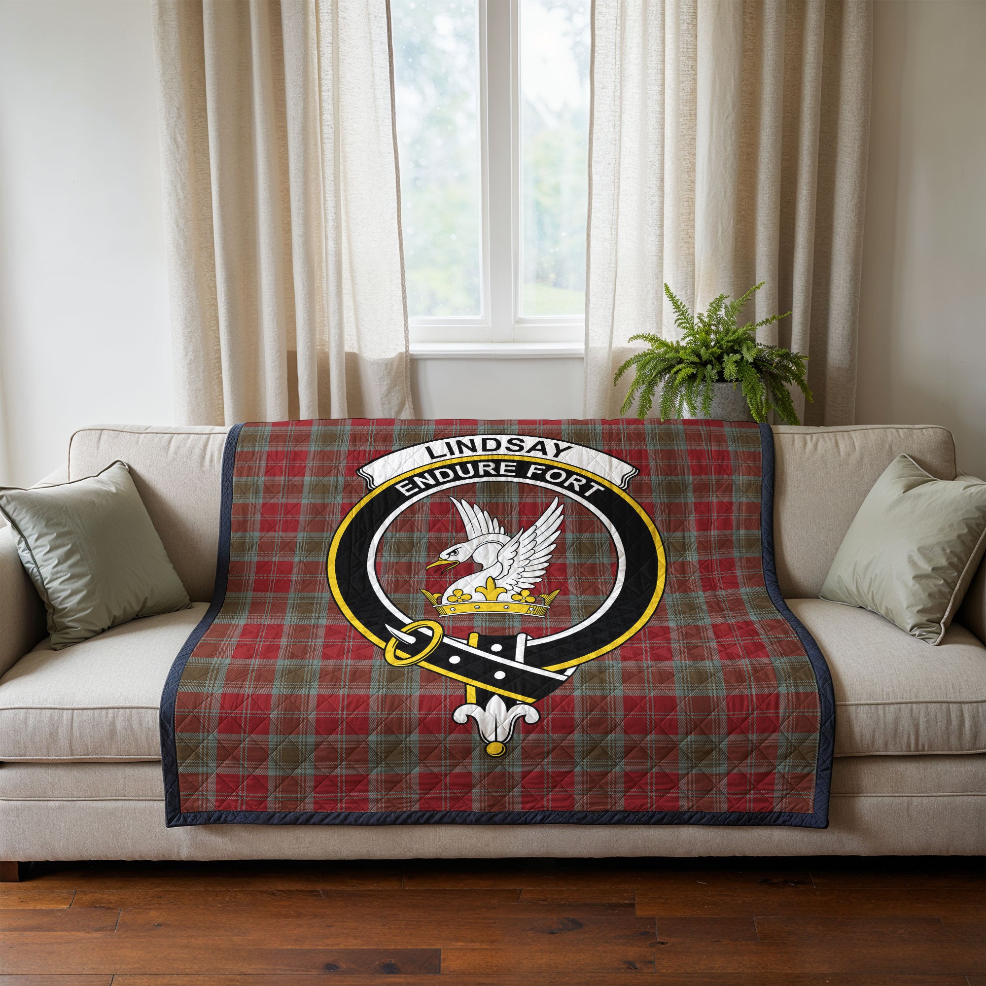Lindsay Weathered Tartan Crest Quilt