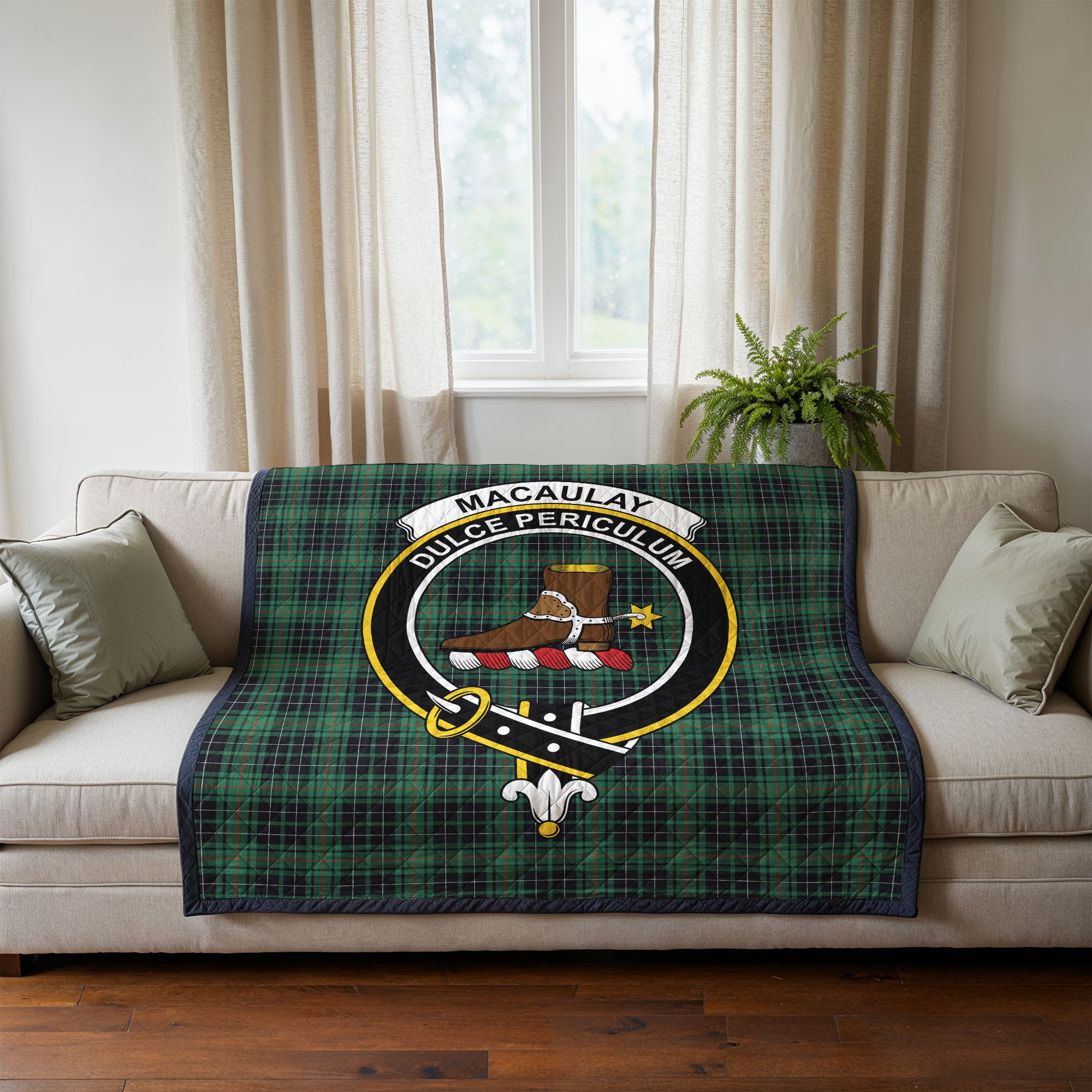 MacAulay Hunting Ancient Tartan Crest Quilt
