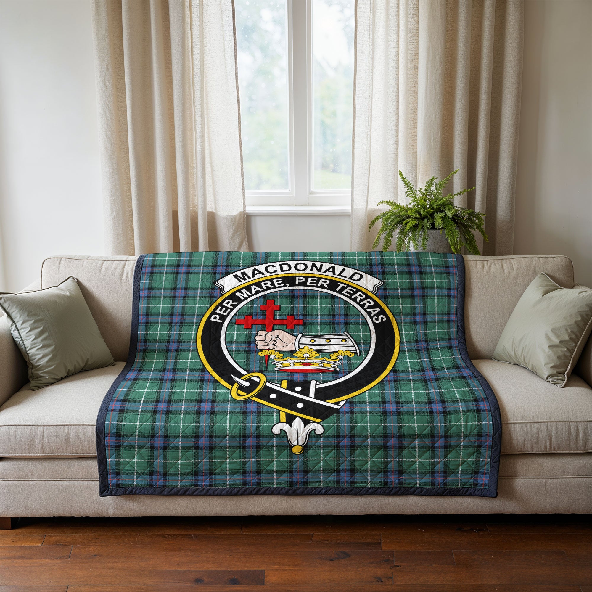 MacDonald of the Isles Hunting Ancient Tartan Crest Quilt