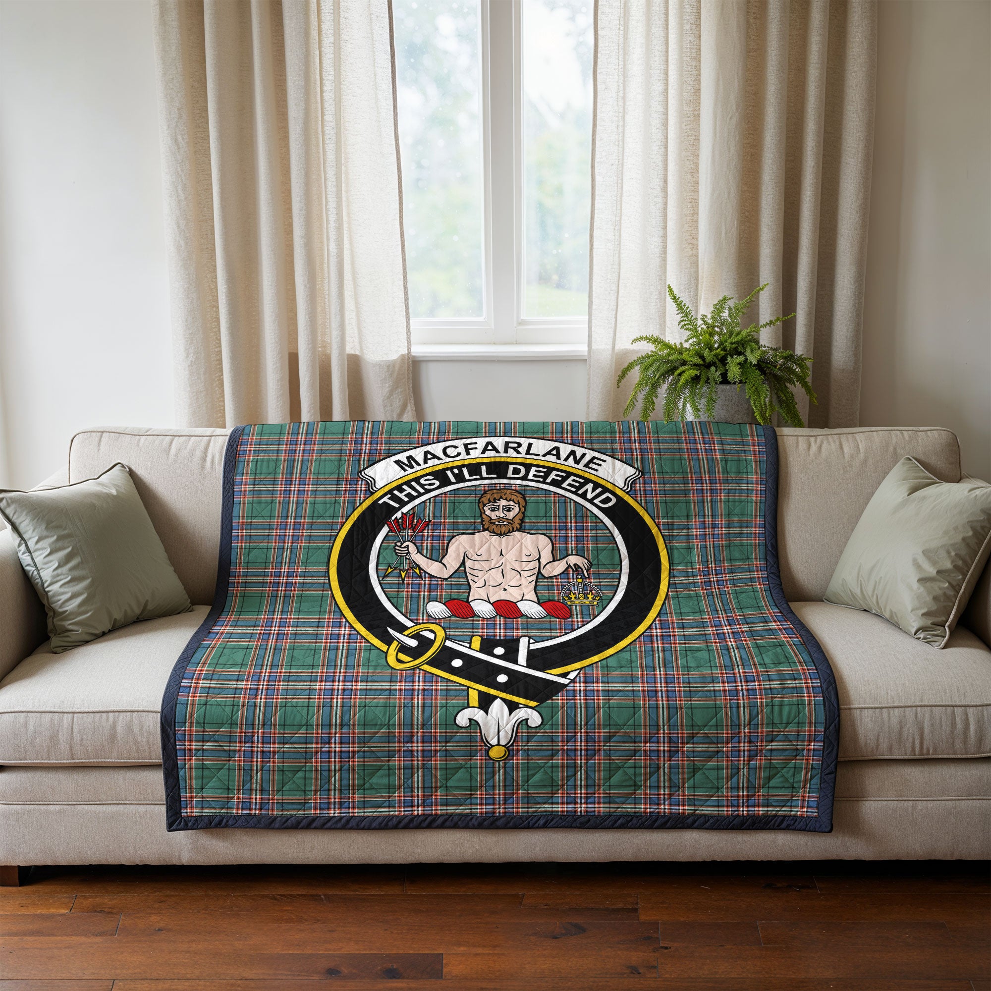 MacFarlane Hunting Ancient Tartan Crest Quilt