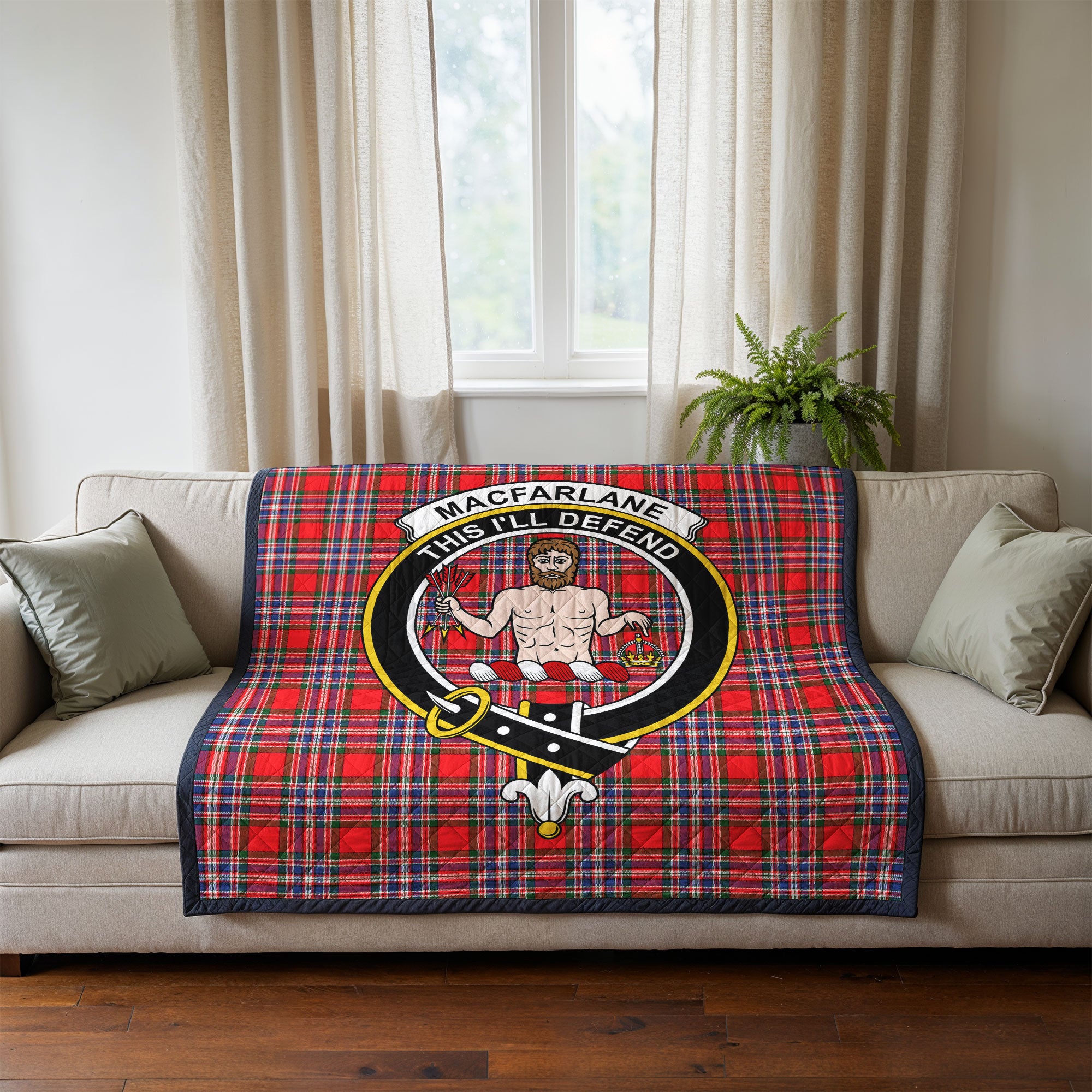 MacFarlane Modern Tartan Crest Quilt