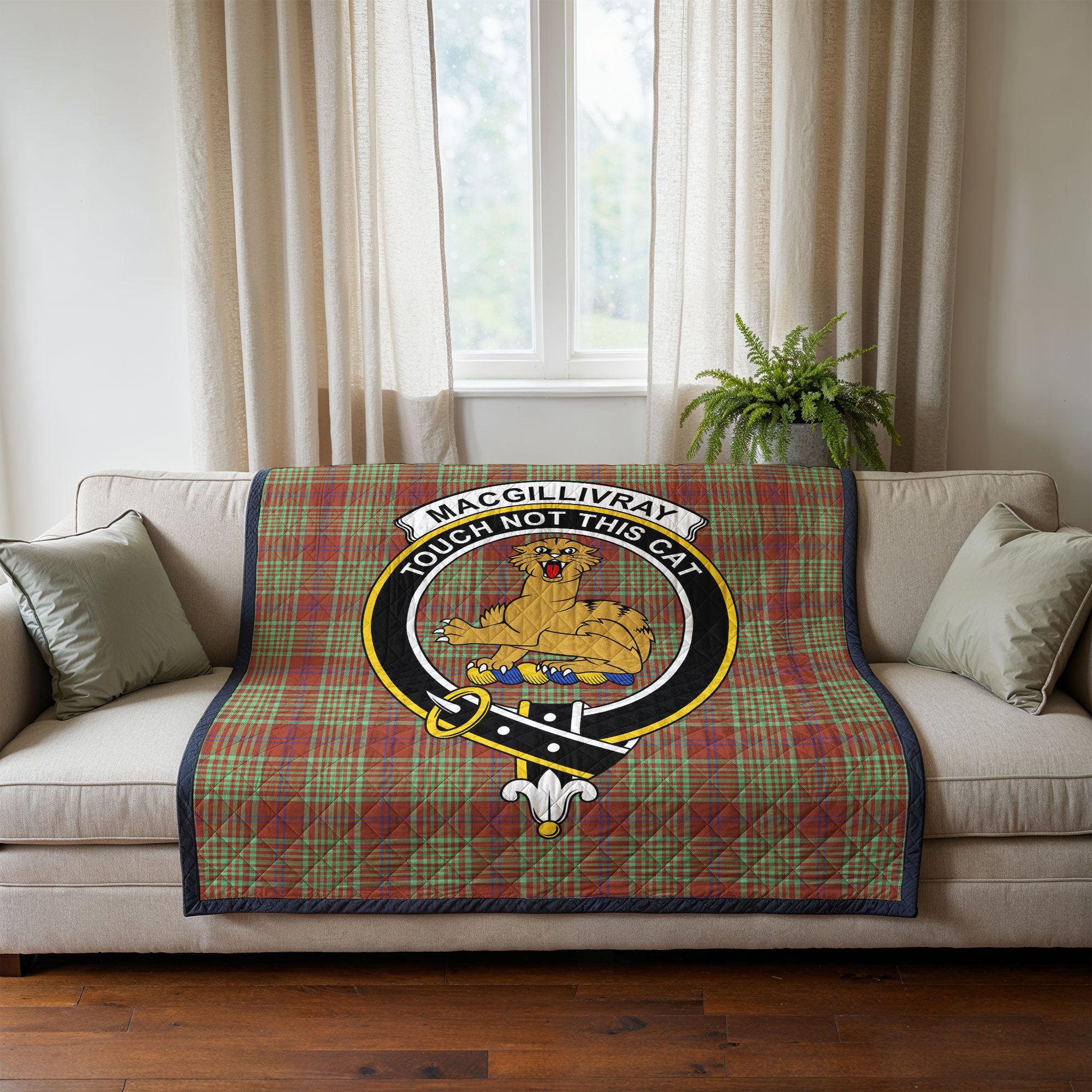 MacGillivray Hunting Ancient Tartan Crest Quilt
