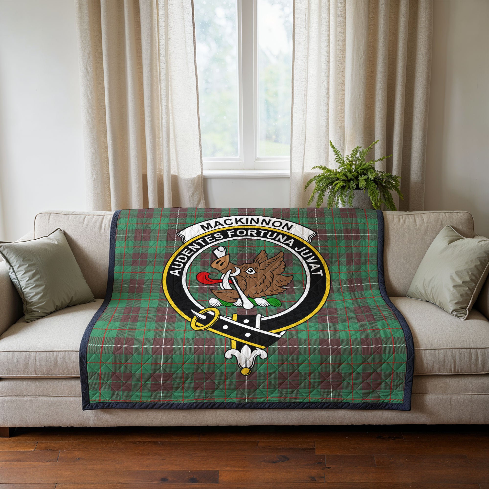 MacKinnon Hunting Ancient Tartan Crest Quilt