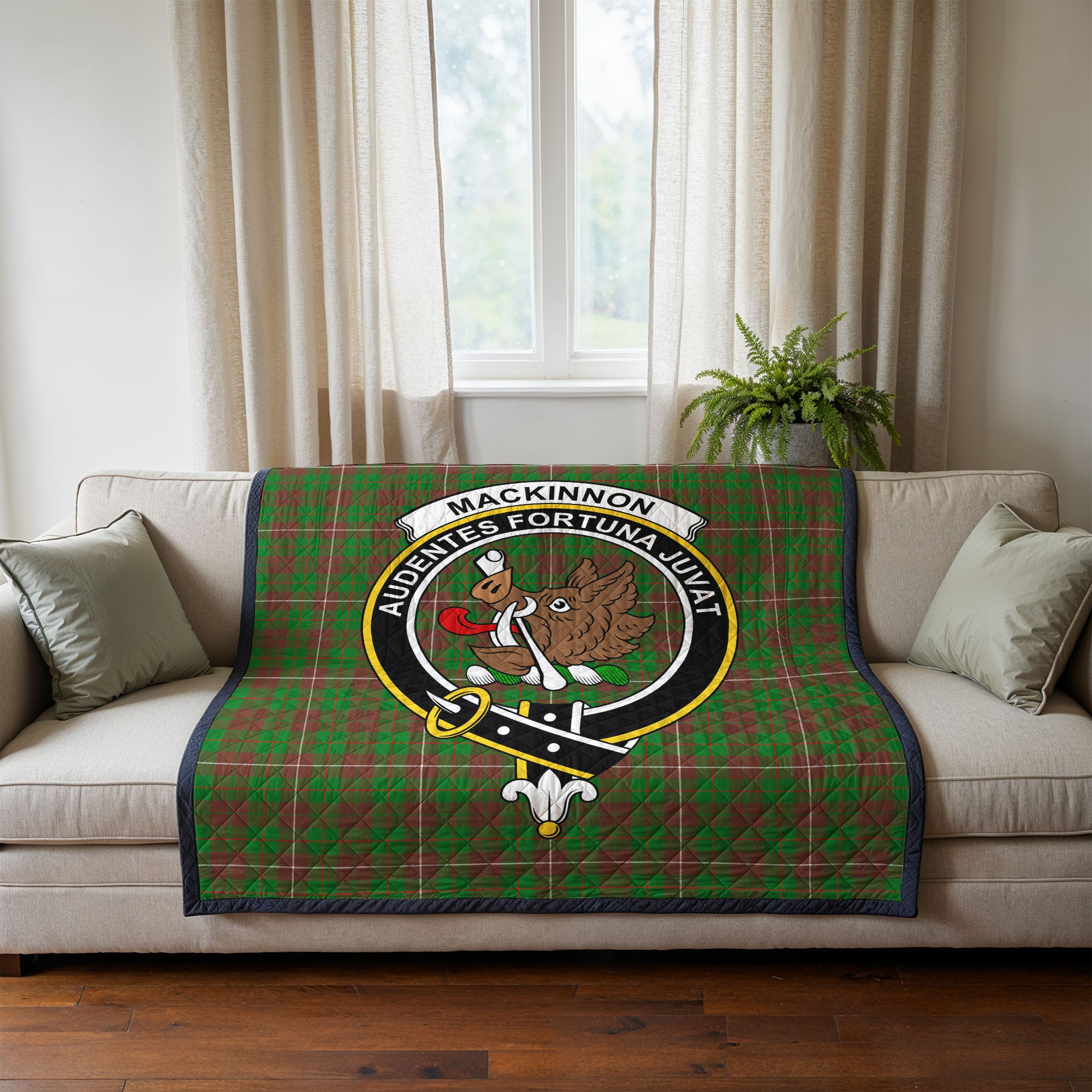 MacKinnon Hunting Modern Tartan Crest Quilt