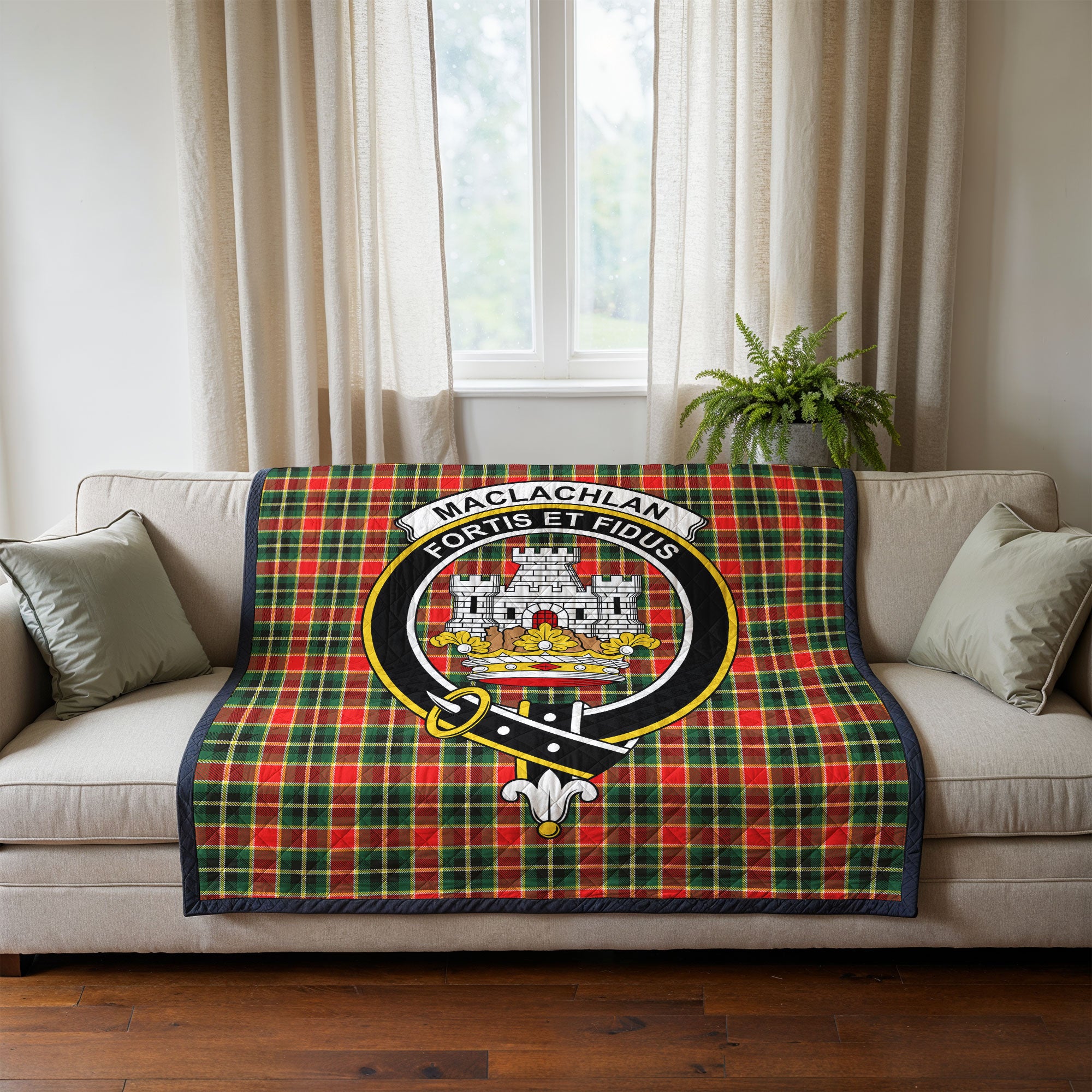 MacLachlan Hunting Modern Tartan Crest Quilt