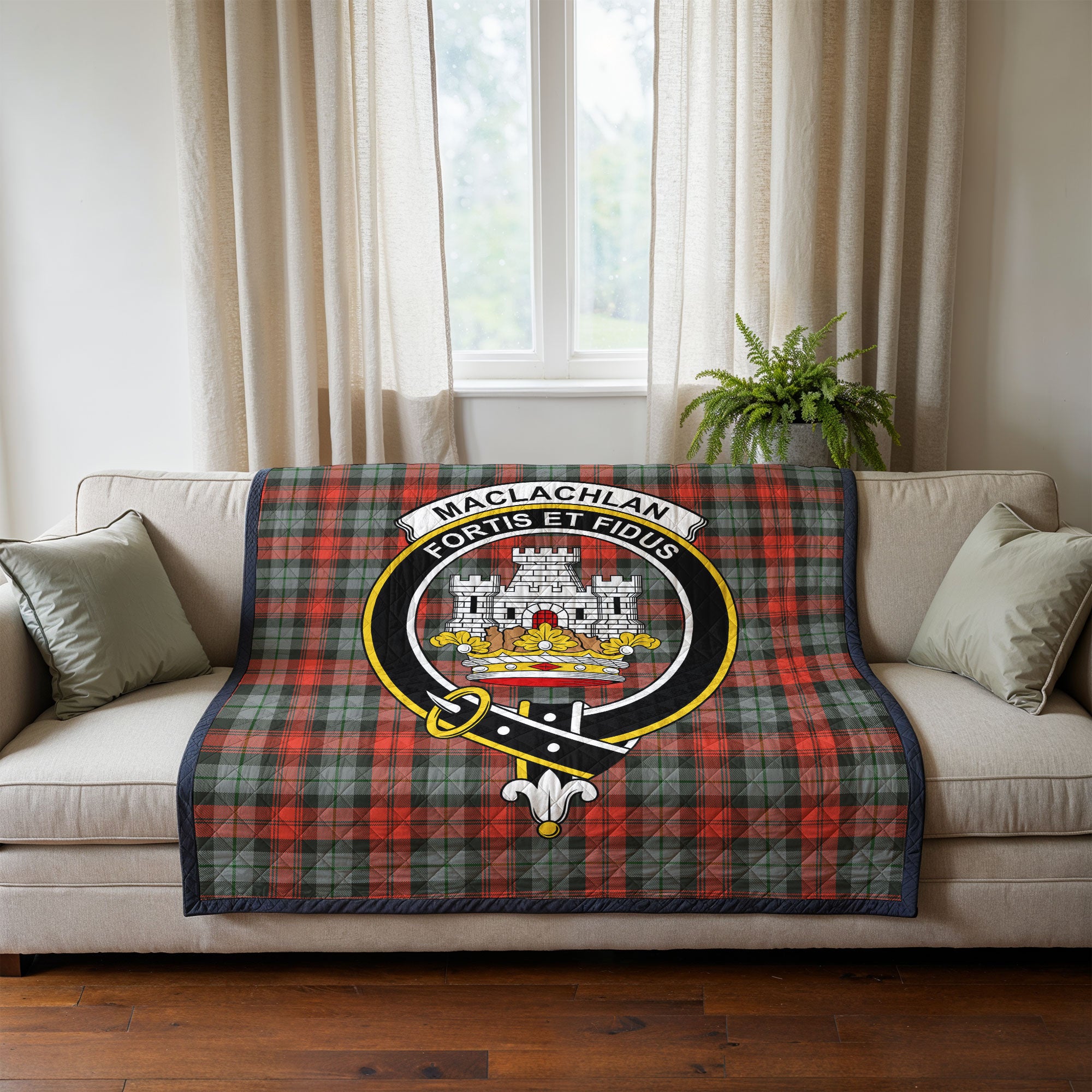 MacLachlan Weathered Tartan Crest Quilt