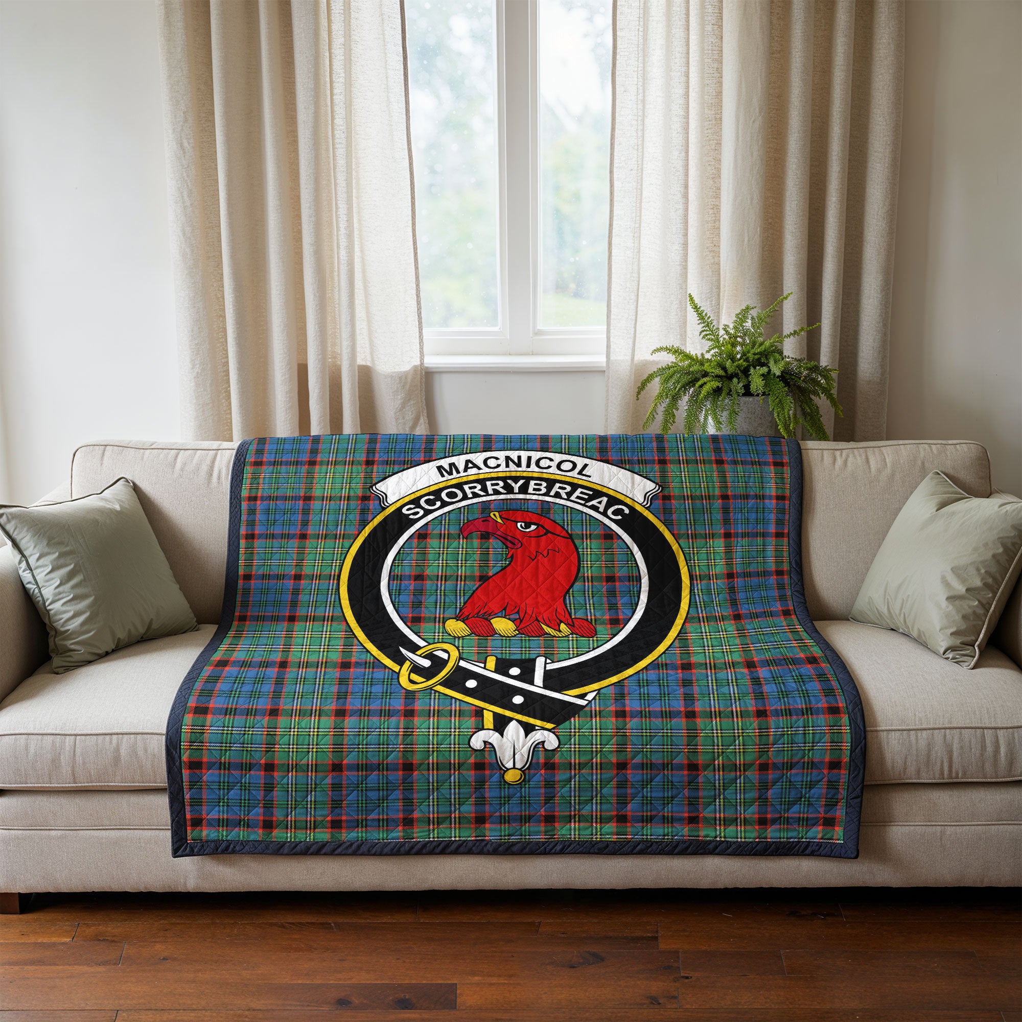 MacNicol Hunting Ancient Tartan Crest Quilt