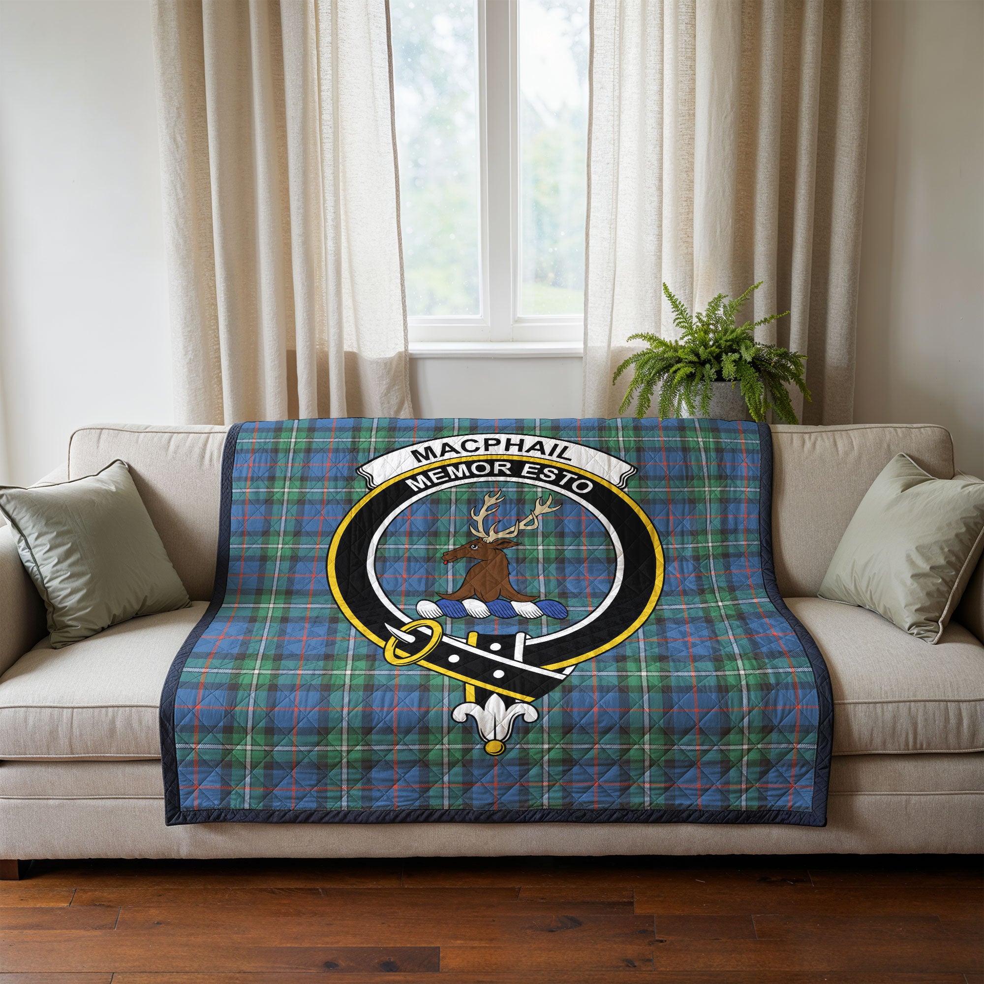 MacPhail Hunting Ancient Tartan Crest Quilt