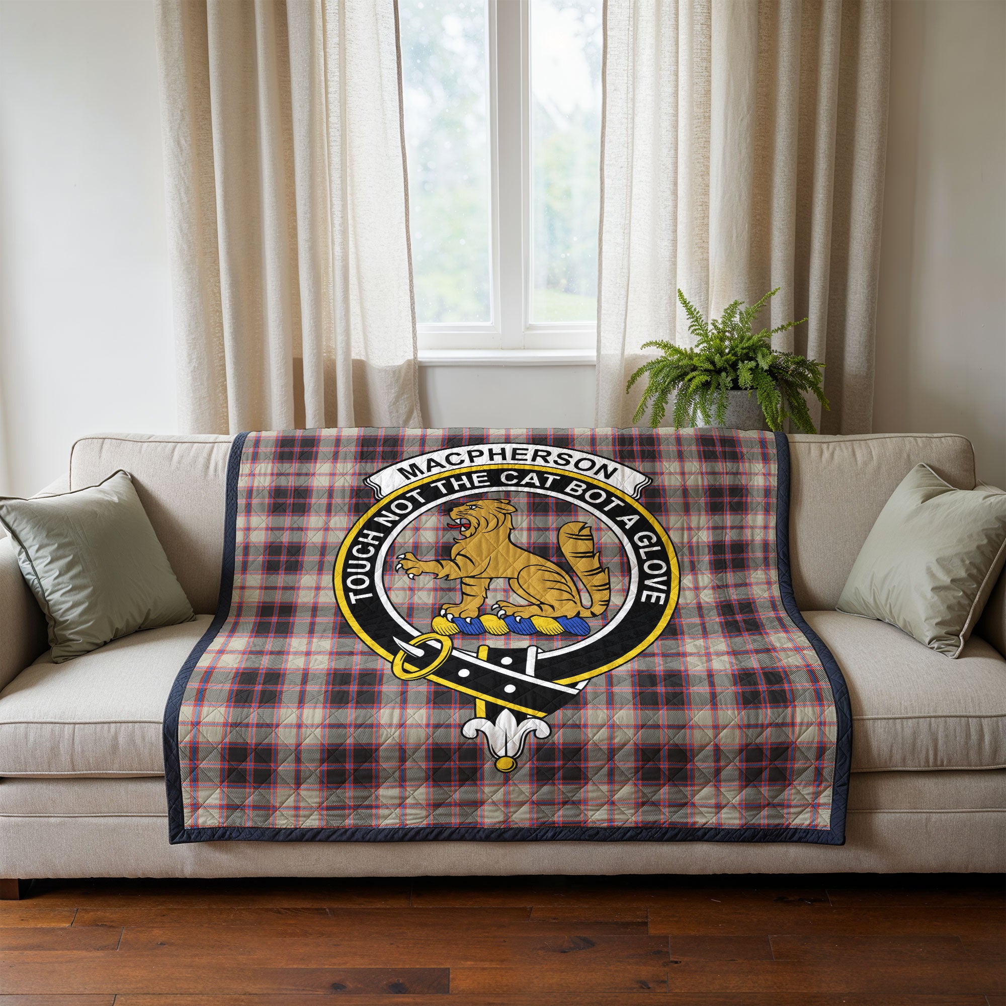 MacPherson Hunting Ancient Tartan Crest Quilt