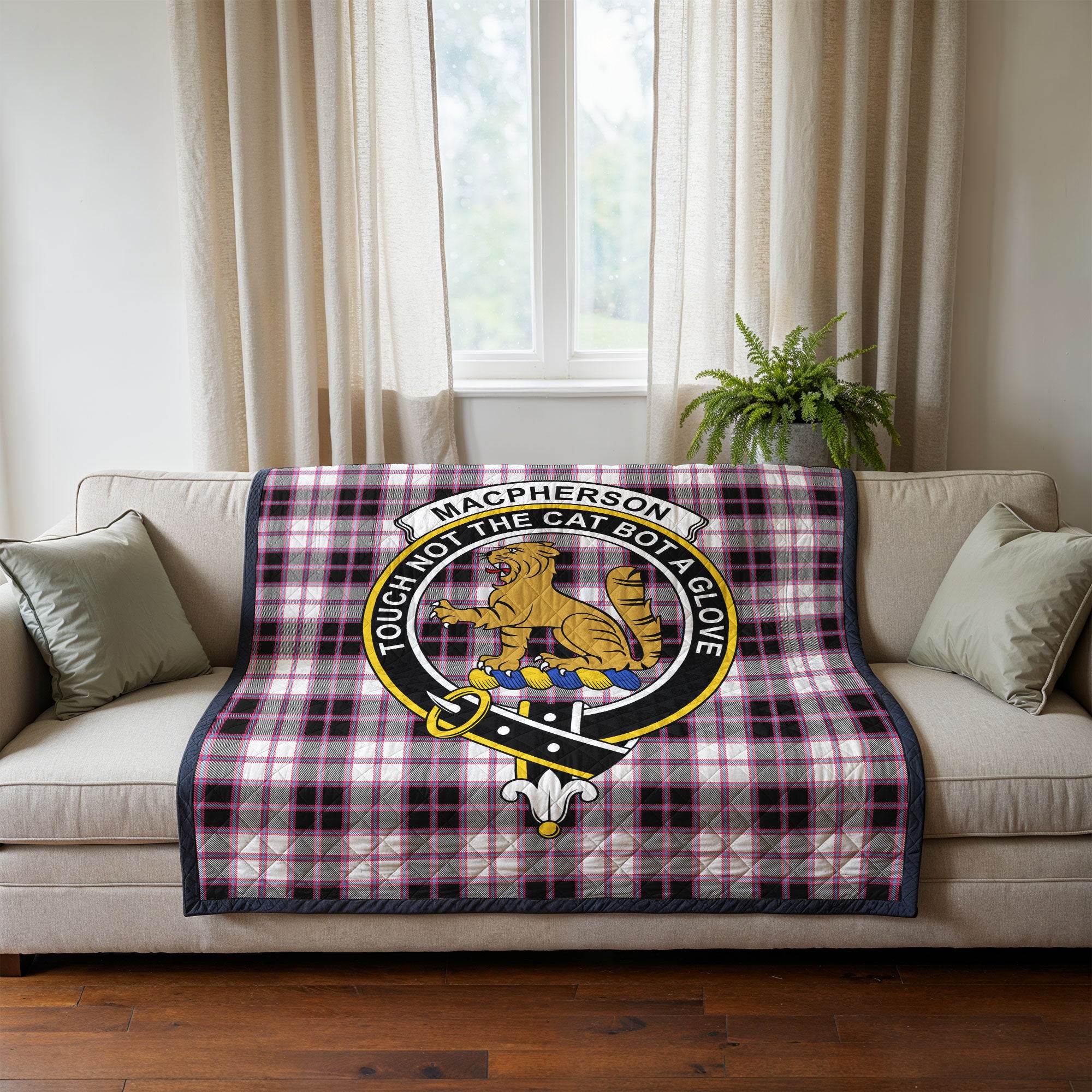 MacPherson Hunting Modern Tartan Crest Quilt