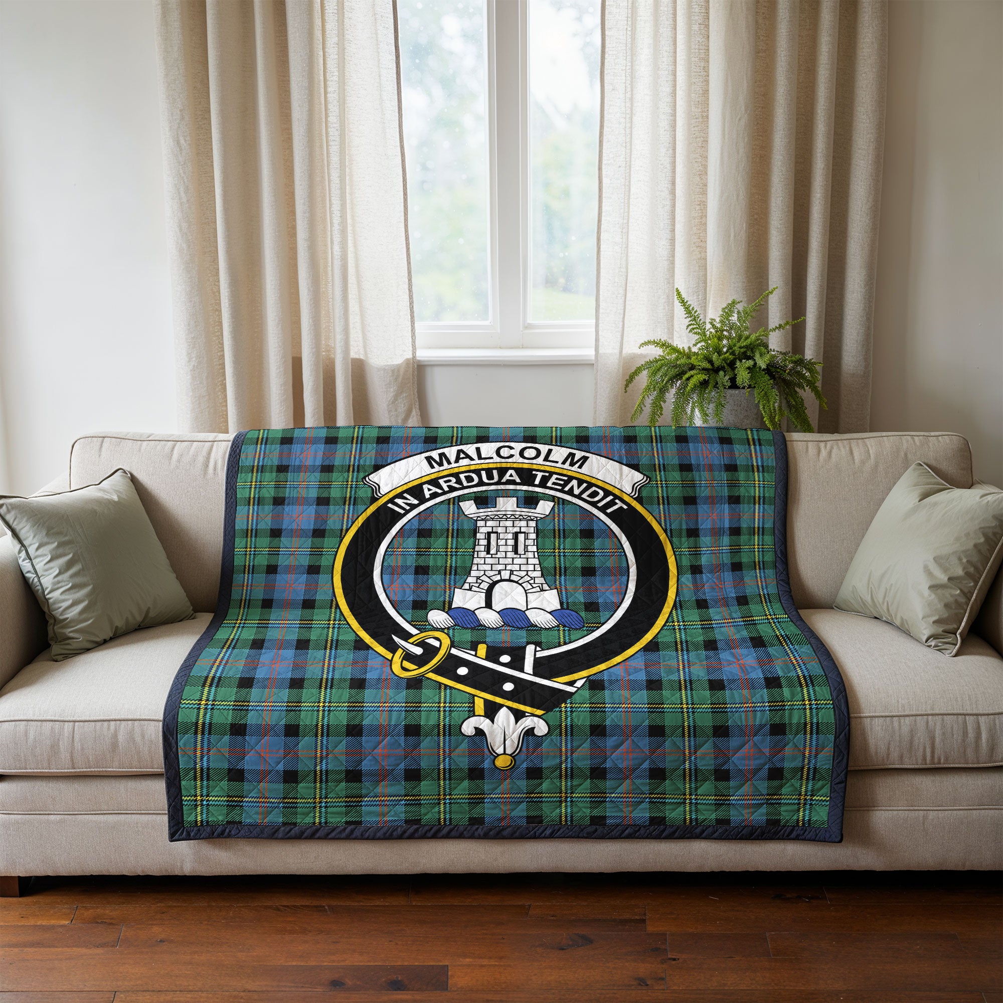Malcolm Ancient Tartan Crest Quilt