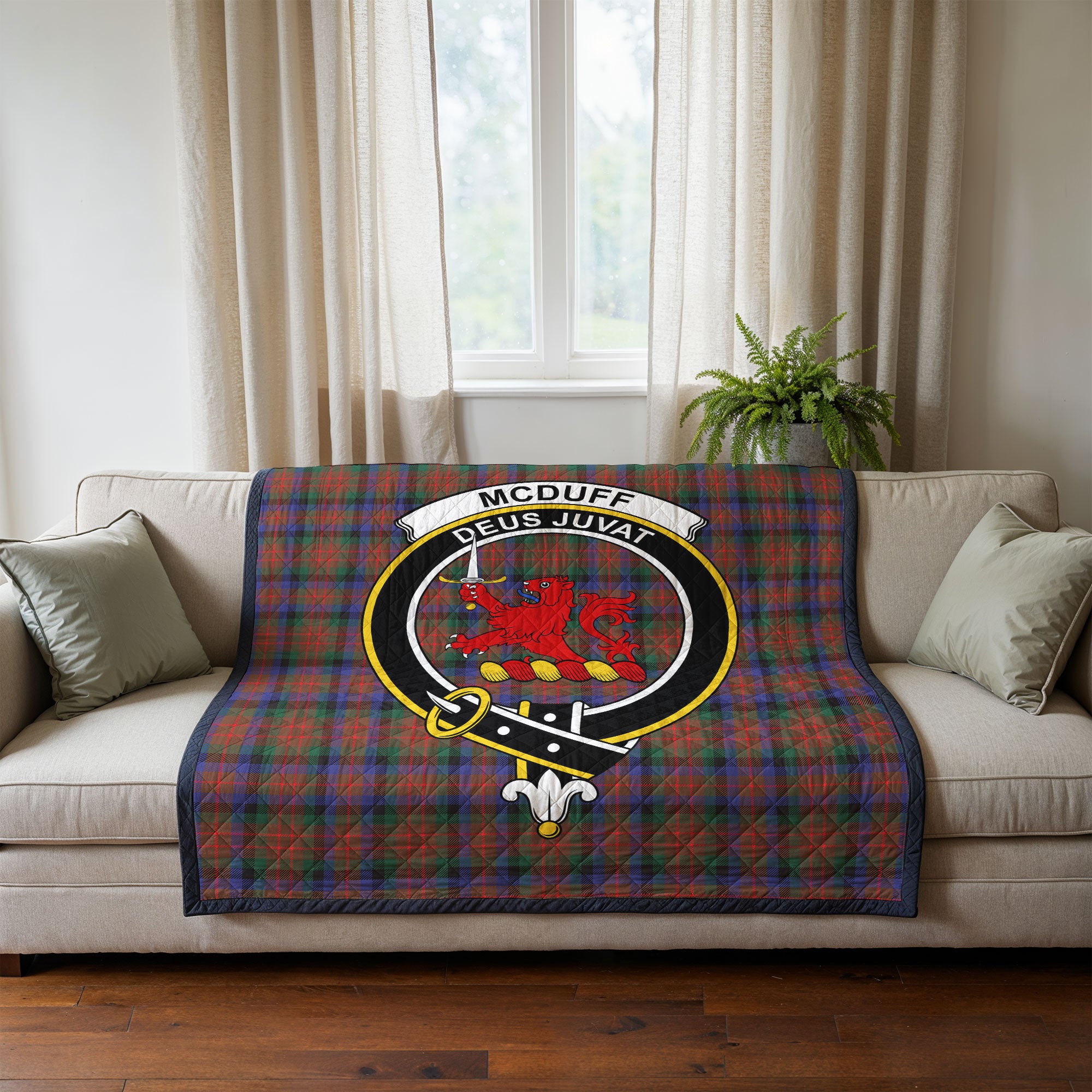 McDuff Hunting Modern Tartan Crest Quilt